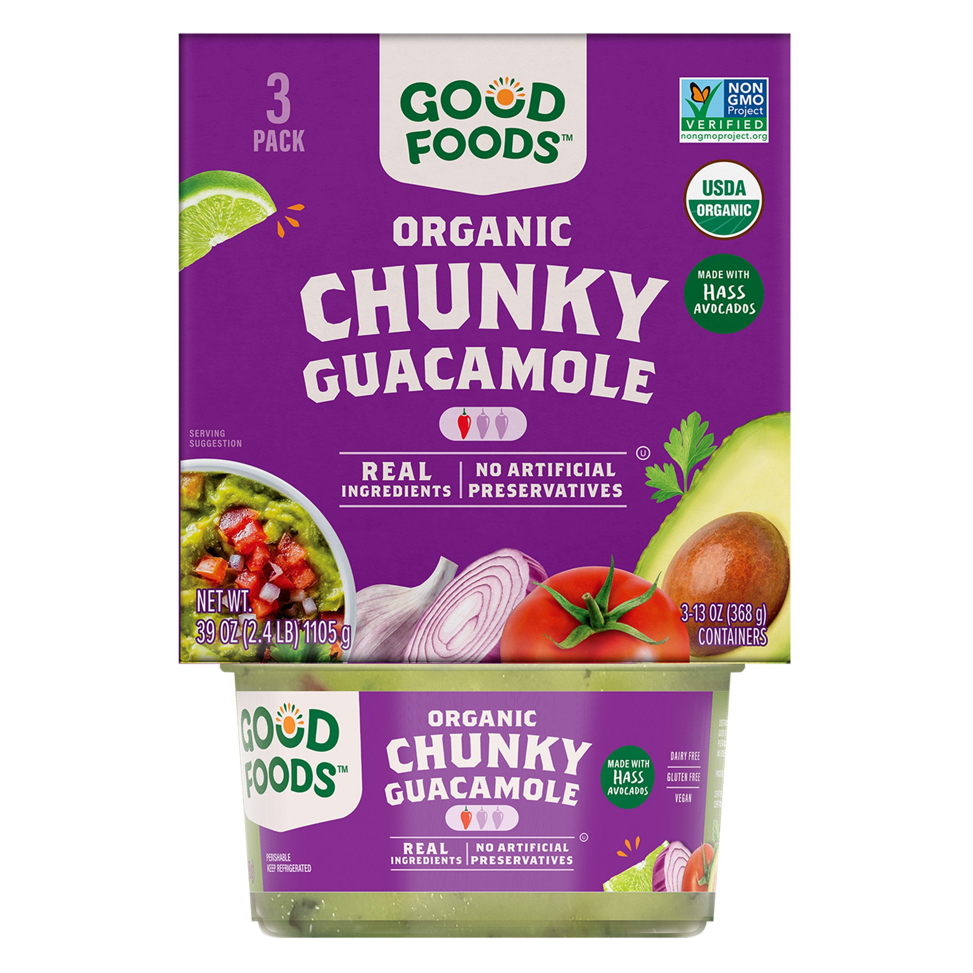 GOOD FOODS ORGANIC CHUNKY GUACAMOLE 3/13 OZ - Image 1