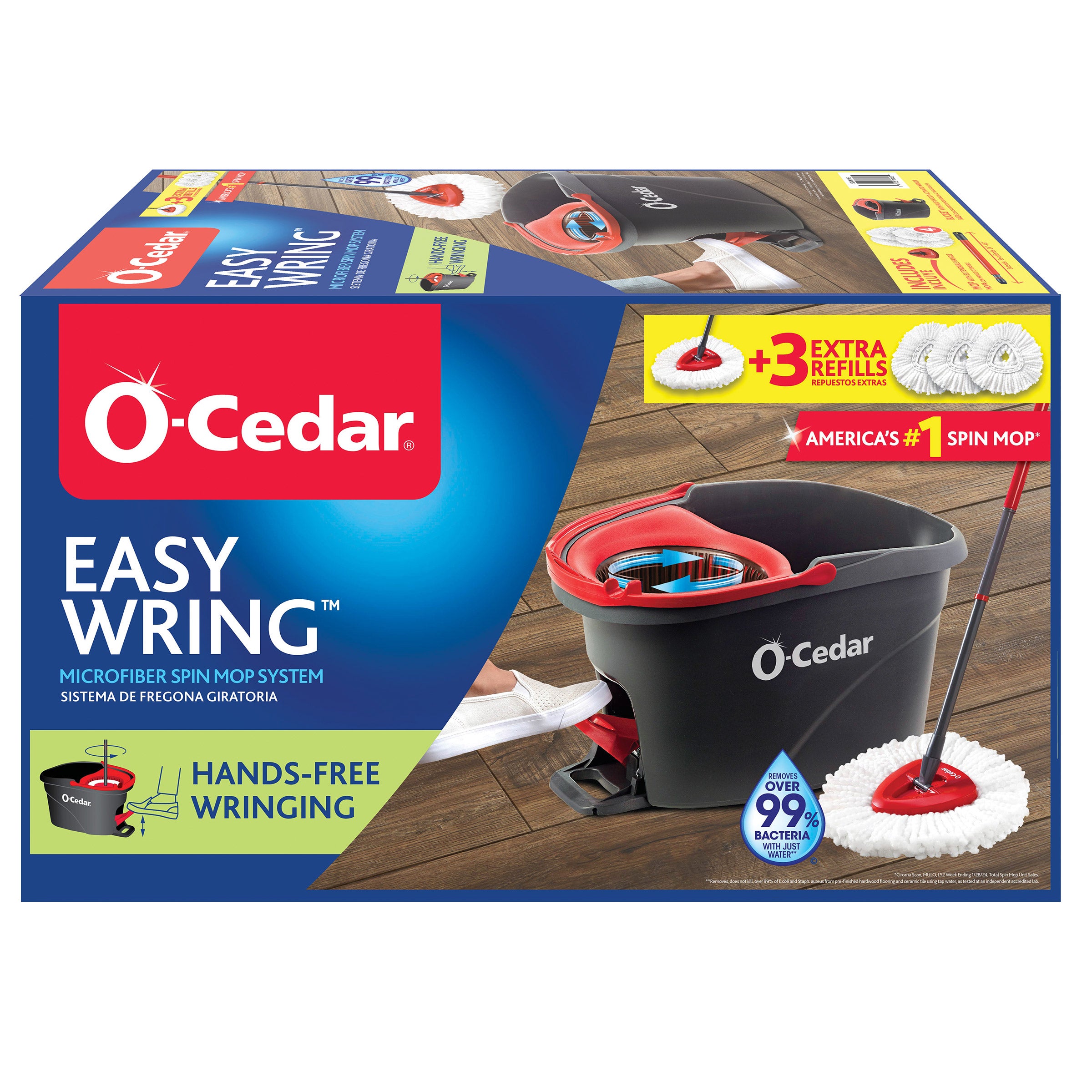 O'CEDAR EASY WRING SPIN BUCKET & MOP WITH 3 REFILLS