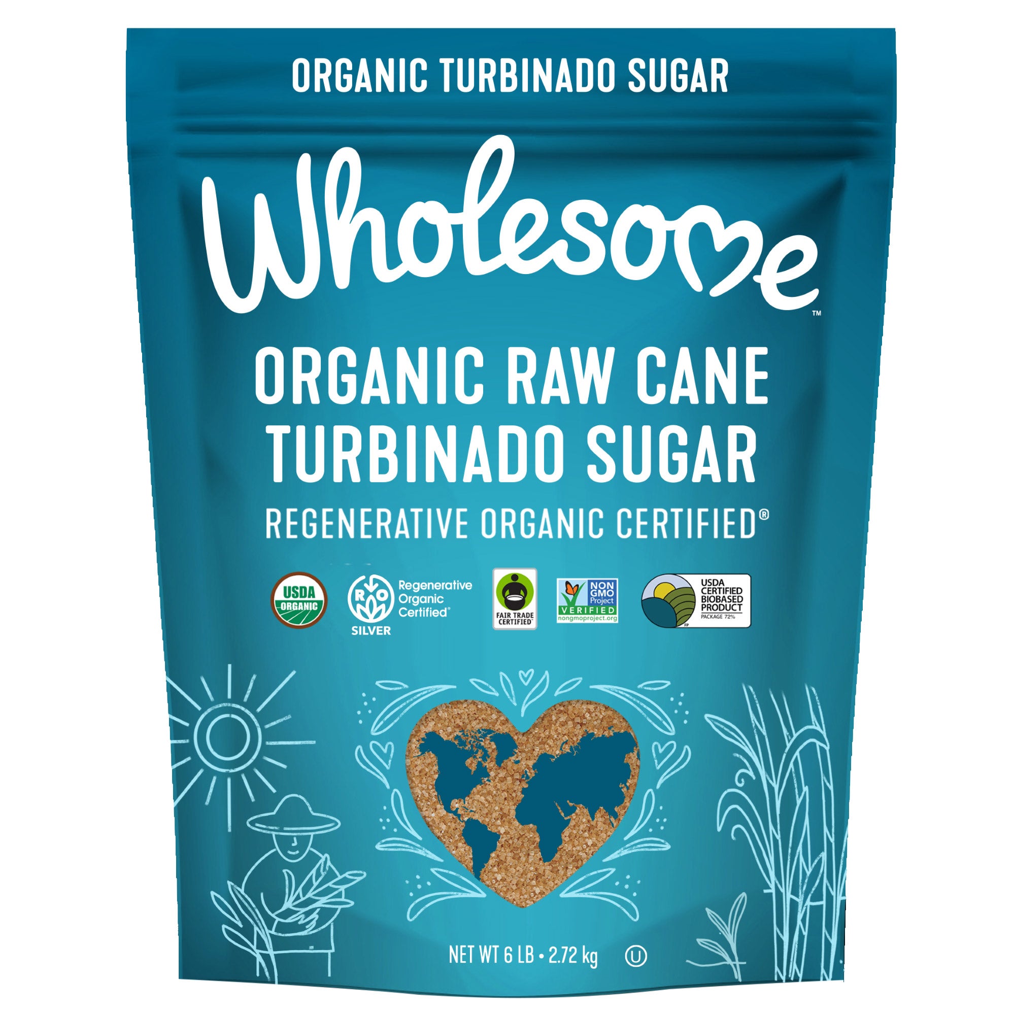 ORGANIC WHOLESOME CANE TURBINADO SUGAR 6 POUNDS