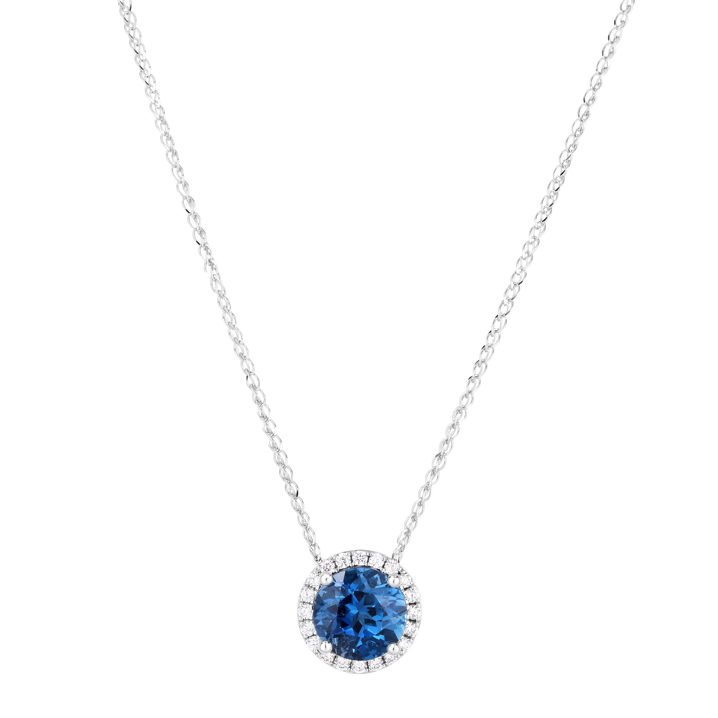 14KT GOLD VS2 I .13CTW DIAMOND & LONDON BLUE TOPAZ NECKLACE 18¨ - Image 1