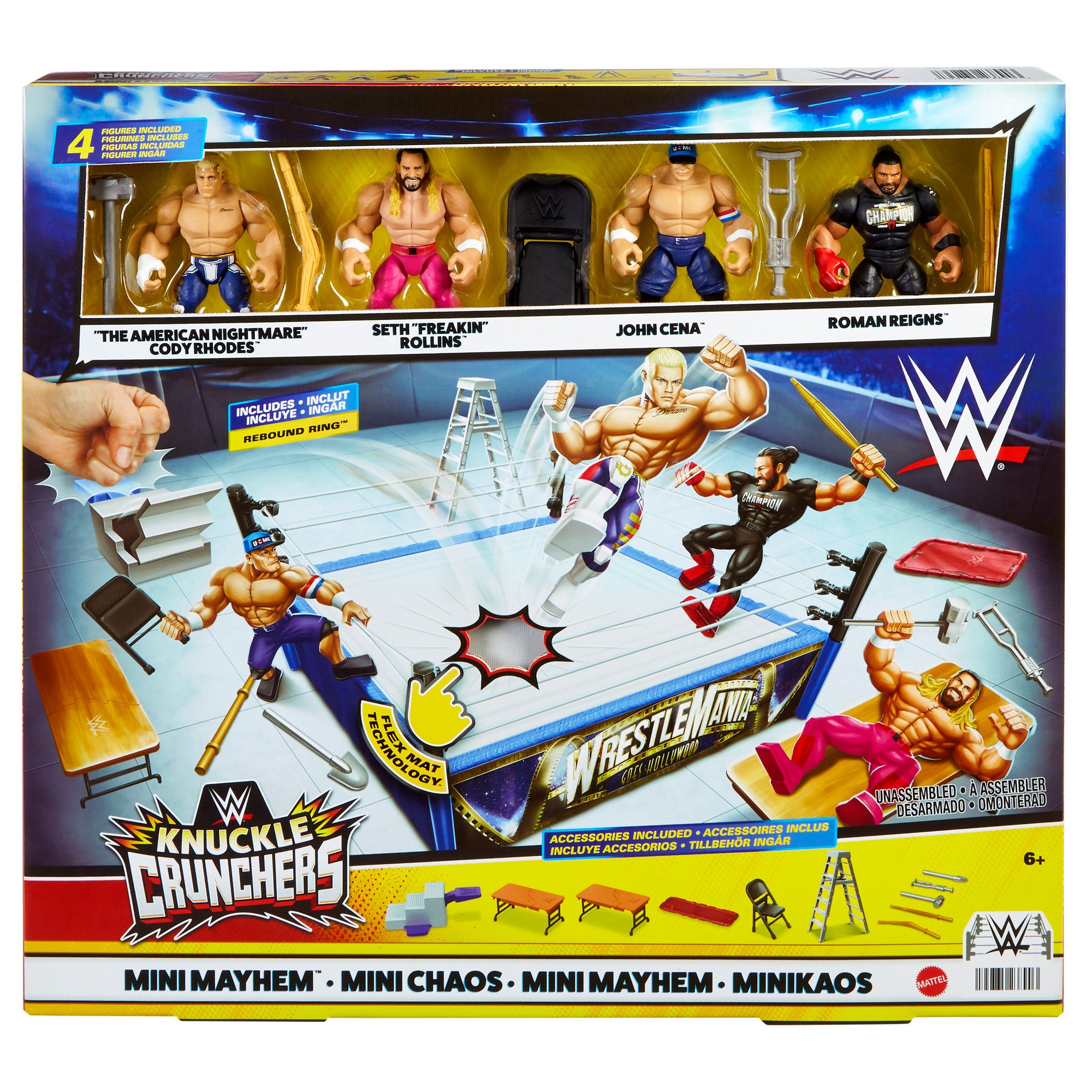 MATTEL WWE KNUCKLE CRUNCHERS RING BUNDLE - Image 1