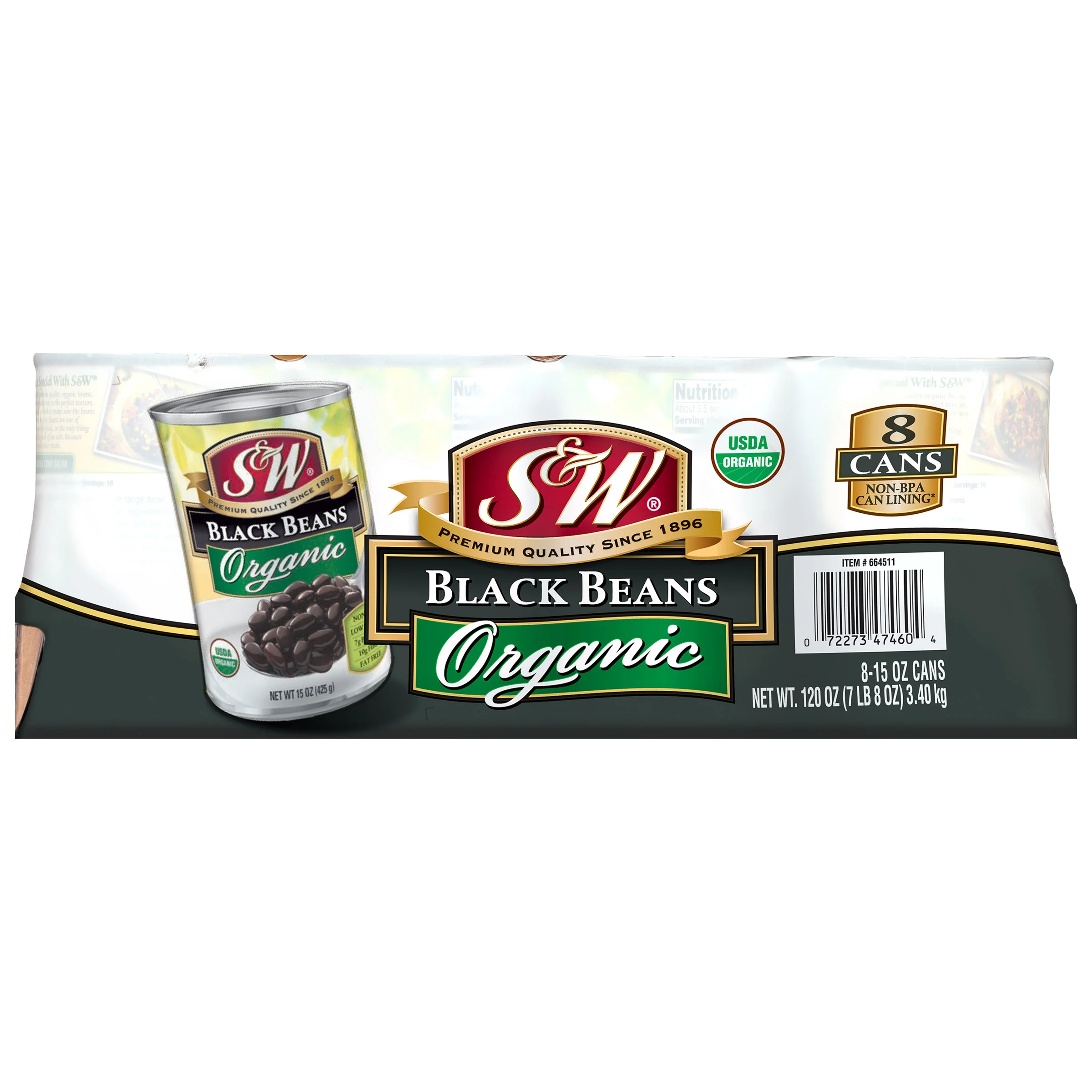 S&W ORGANIC BLACK BEANS 8/15 OZ - Image 1