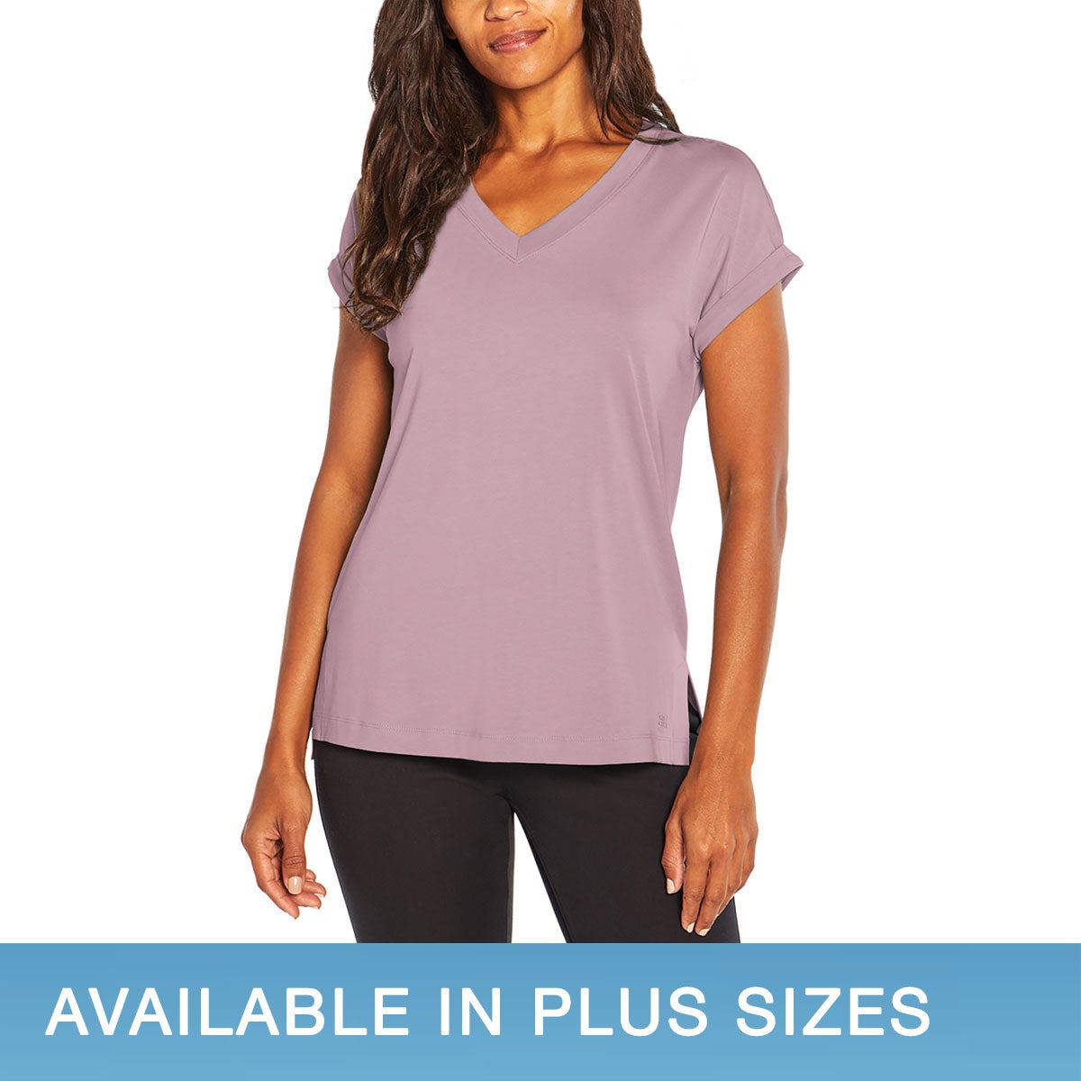 BANANA REPUBLIC LADIES V-NECK ROLL SLEEVE TOP - Image 1