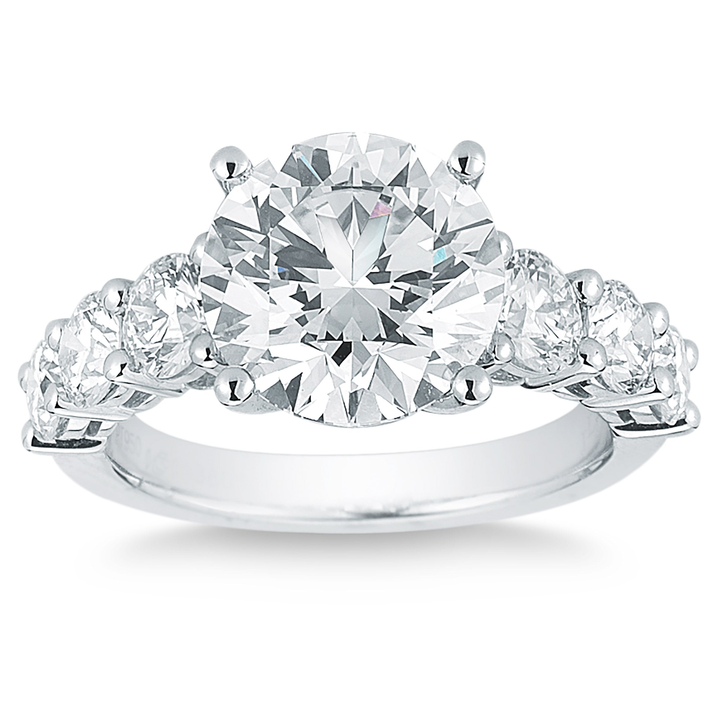 3.00CTW ROUND DIAMOND PLATINUM WEDDING RING 1.50CT CENTER VS2 ¨I¨ - Image 1