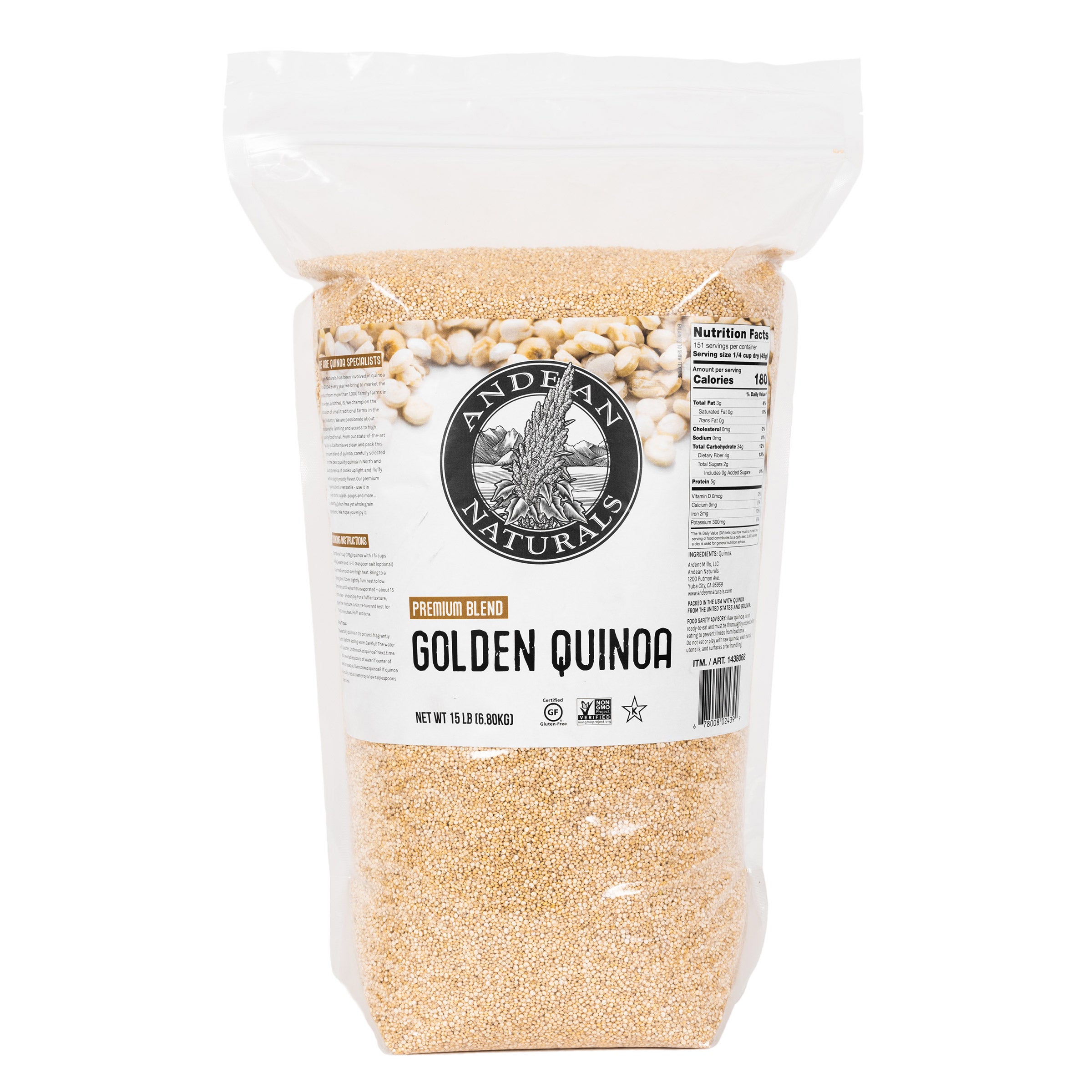 ANDEAN NATURALS GOLDEN QUINOA 15 POUNDS - Image 1