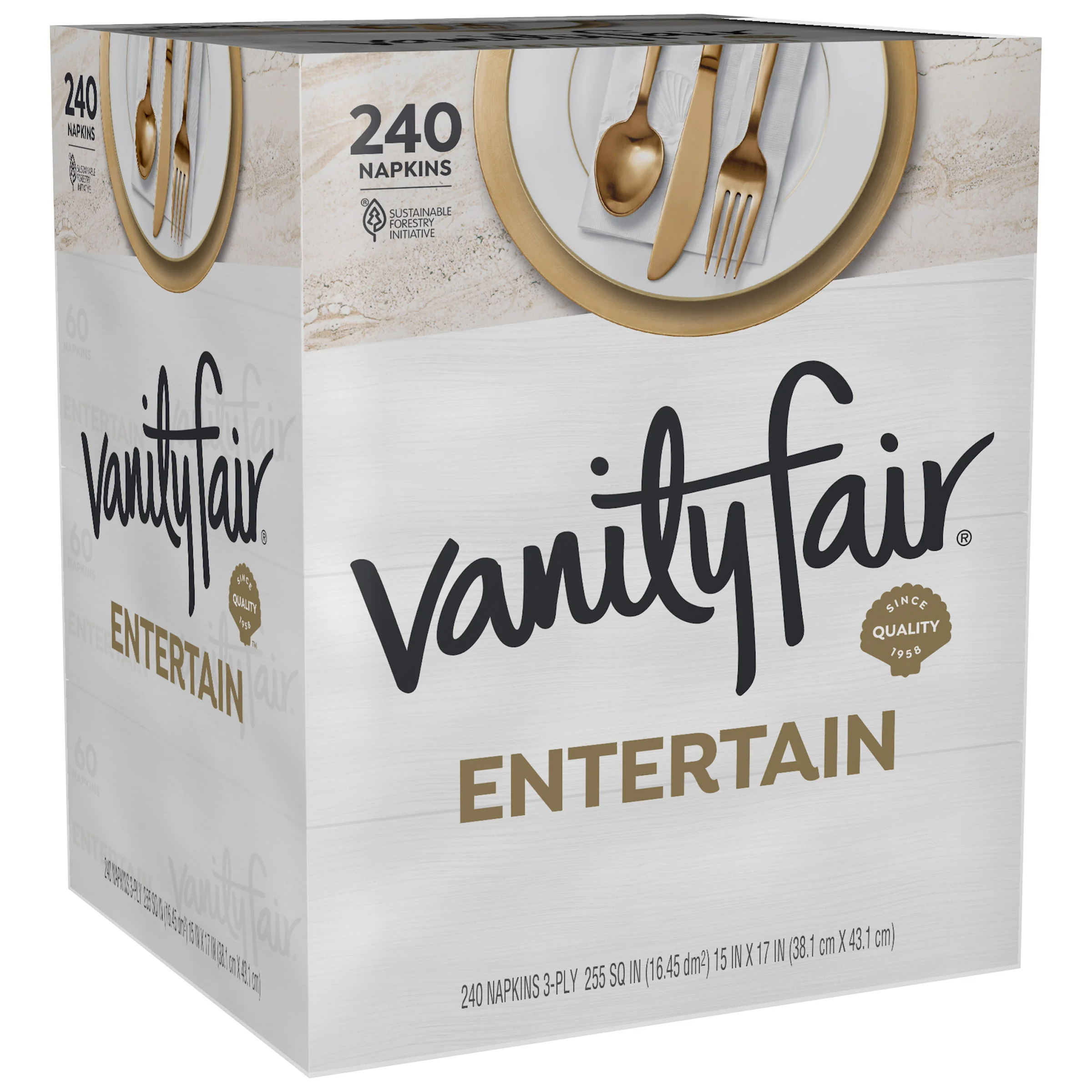VANITY FAIR 3 PLY DINNER NAPKINS 240 CT - Image 1