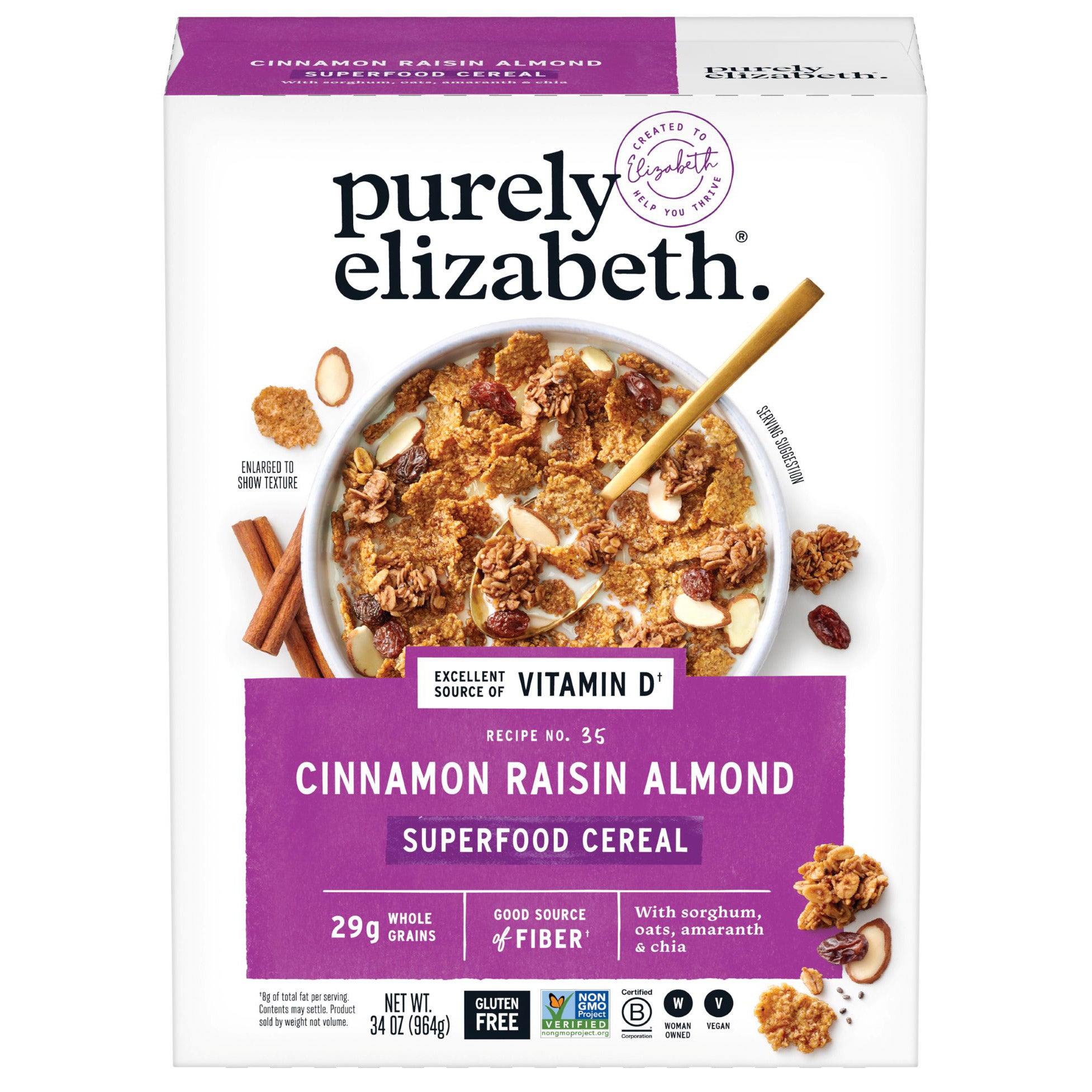 PURELY ELIZABETH CINN. RAISIN ALMOND CEREAL 34OZ