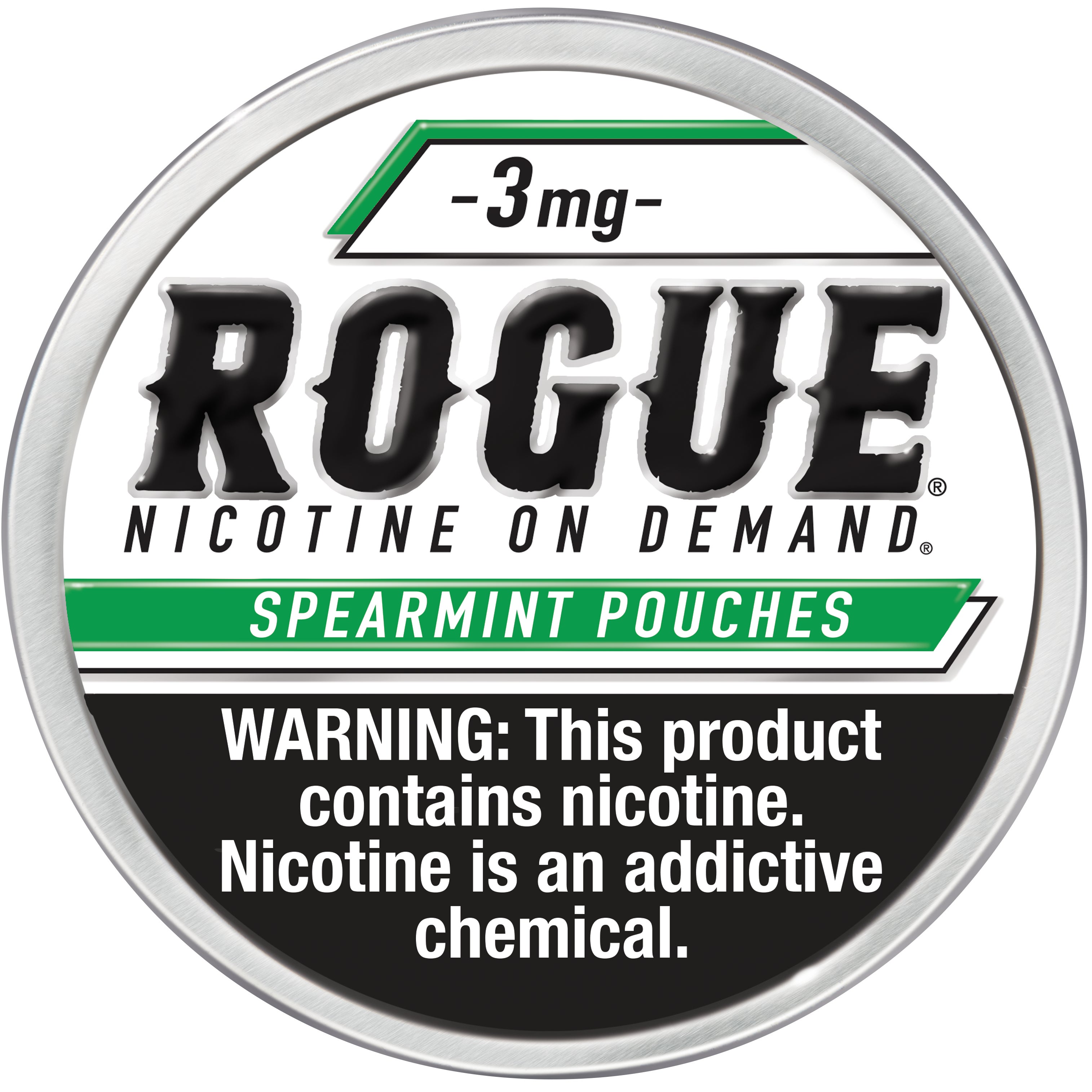 ROGUE SPEARMINT 3MG POUCH 5/20CT CAN ROLL