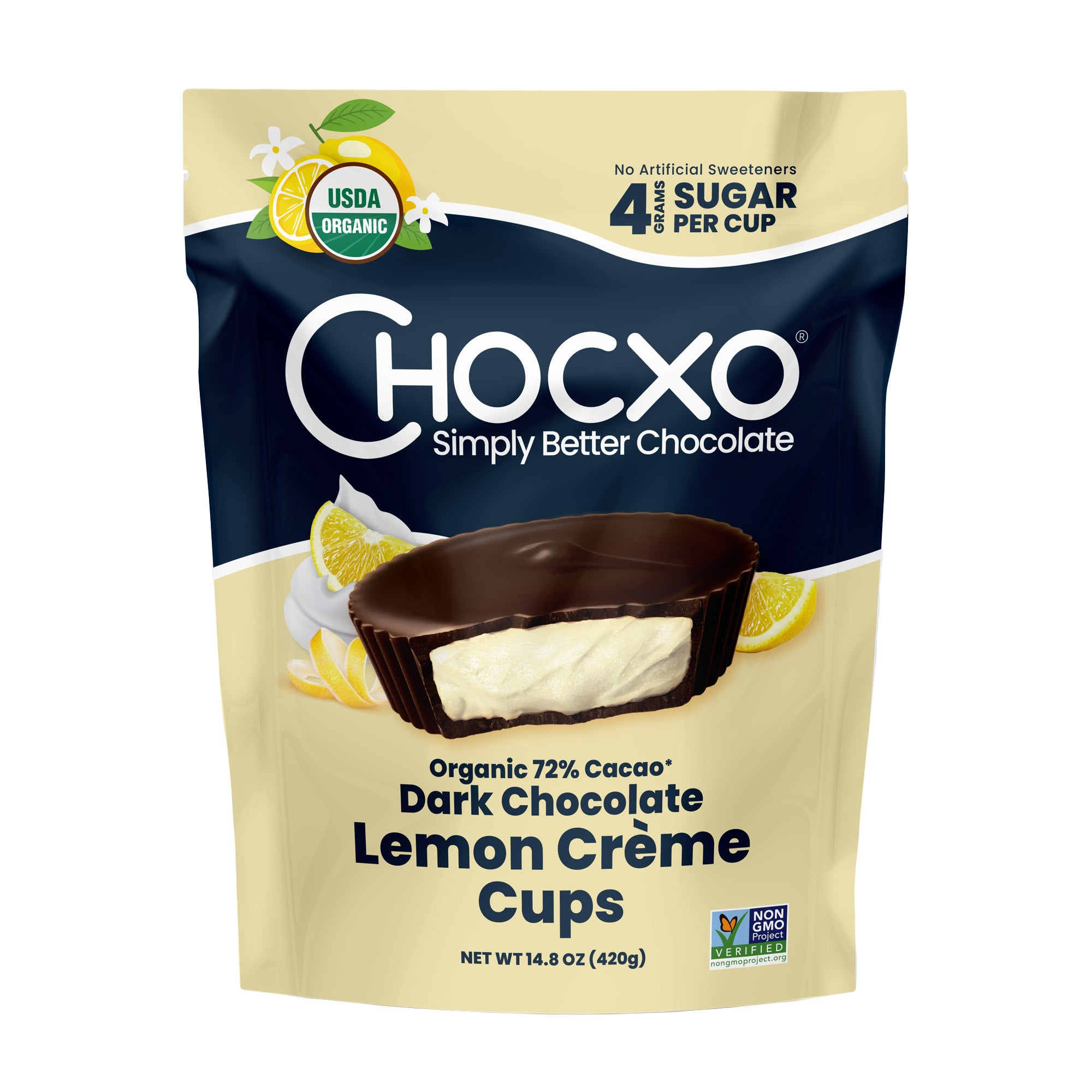CHOCXO ORGANIC DARK CHOCOLATE LEMON CREME P500 14.8 OUNCE BAG - Image 1