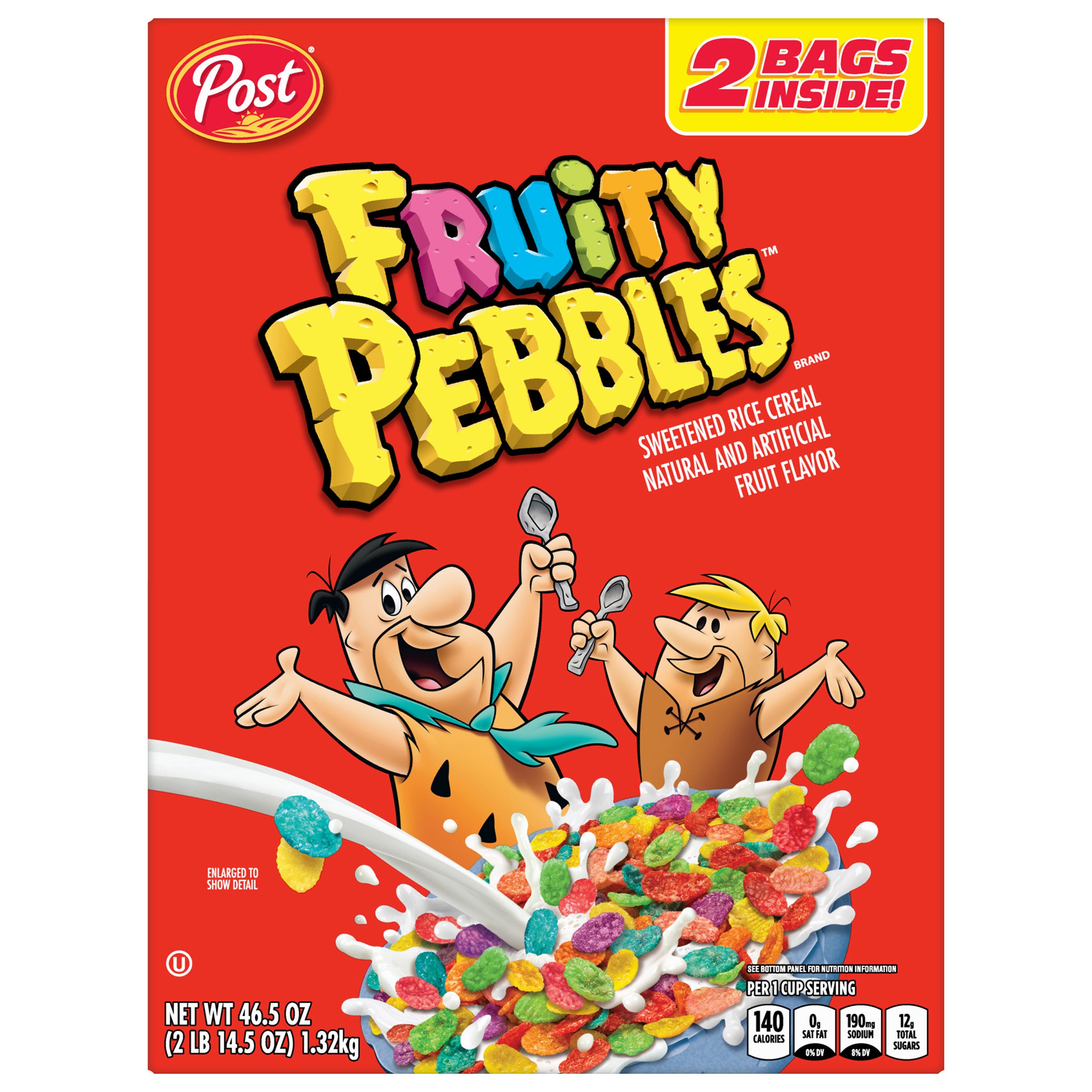 POST FRUITY PEBBLES 2 PACK 23.25 OUNCES EA