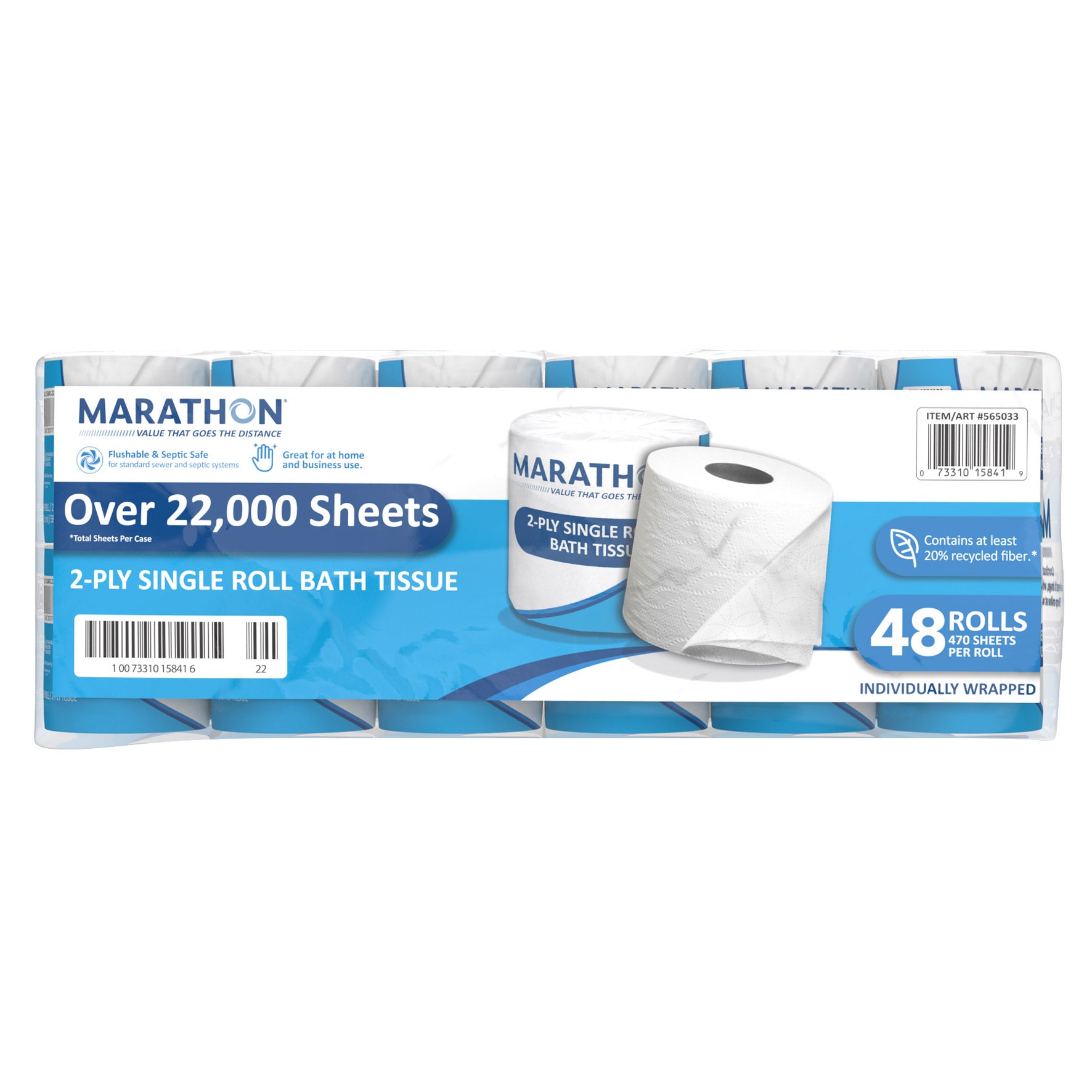 MARATHON BATH TISSUE INDIVIDUALLY WRAPPED 48/470 2,820 SQFT 2PLY - Image 1