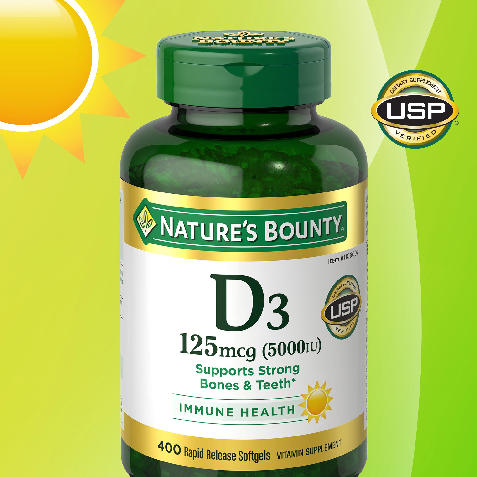 NATURE'S BOUNTY VITAMIN D3 125MCG 400 SOFTGELS