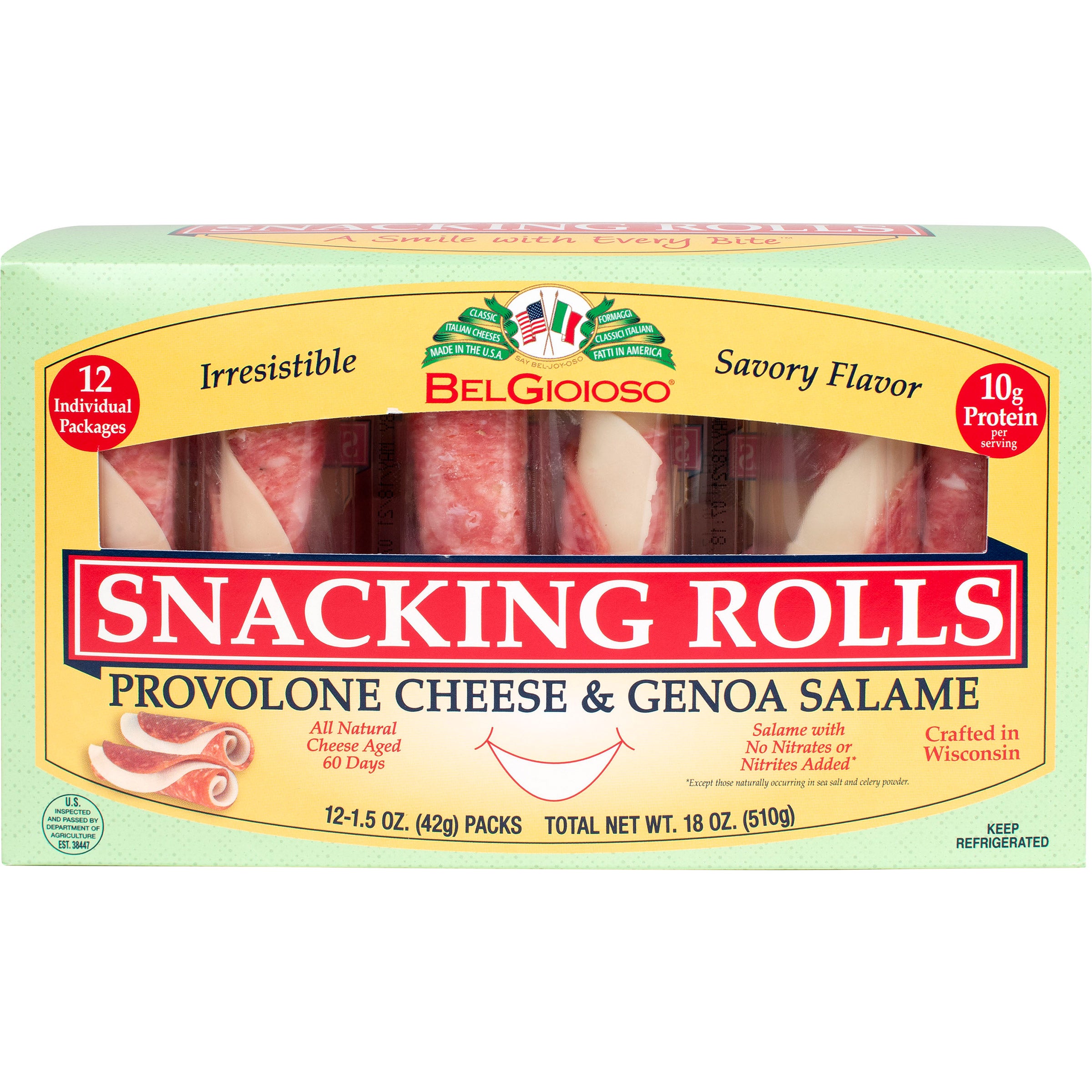 BELGIOIOSO PROVOLONE SALAME ROLLS 12/1.5 OZ - Image 1