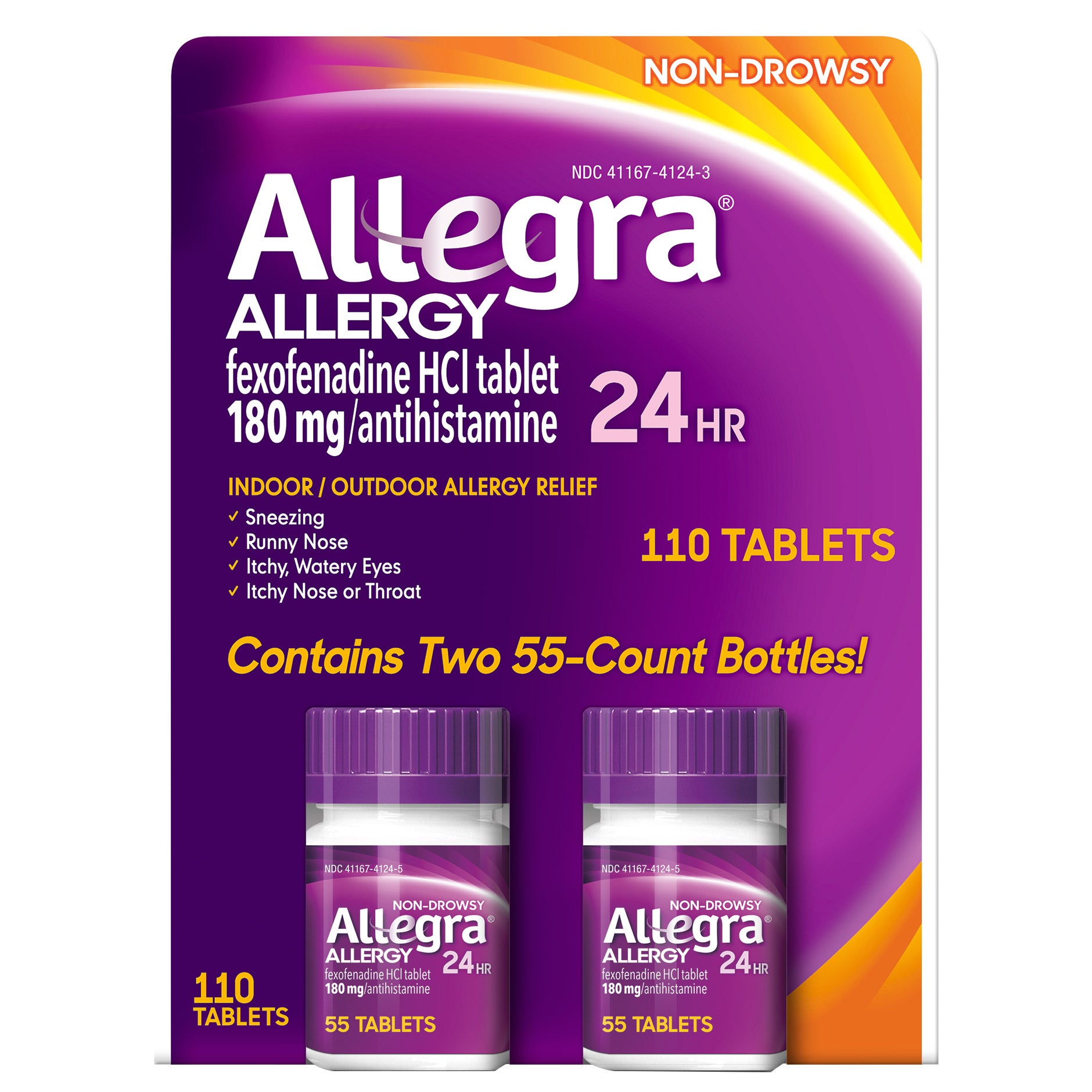 ALLEGRA ALLERGY 180MG 24 HOUR RELIEF TABLETS 110 CT - Image 1