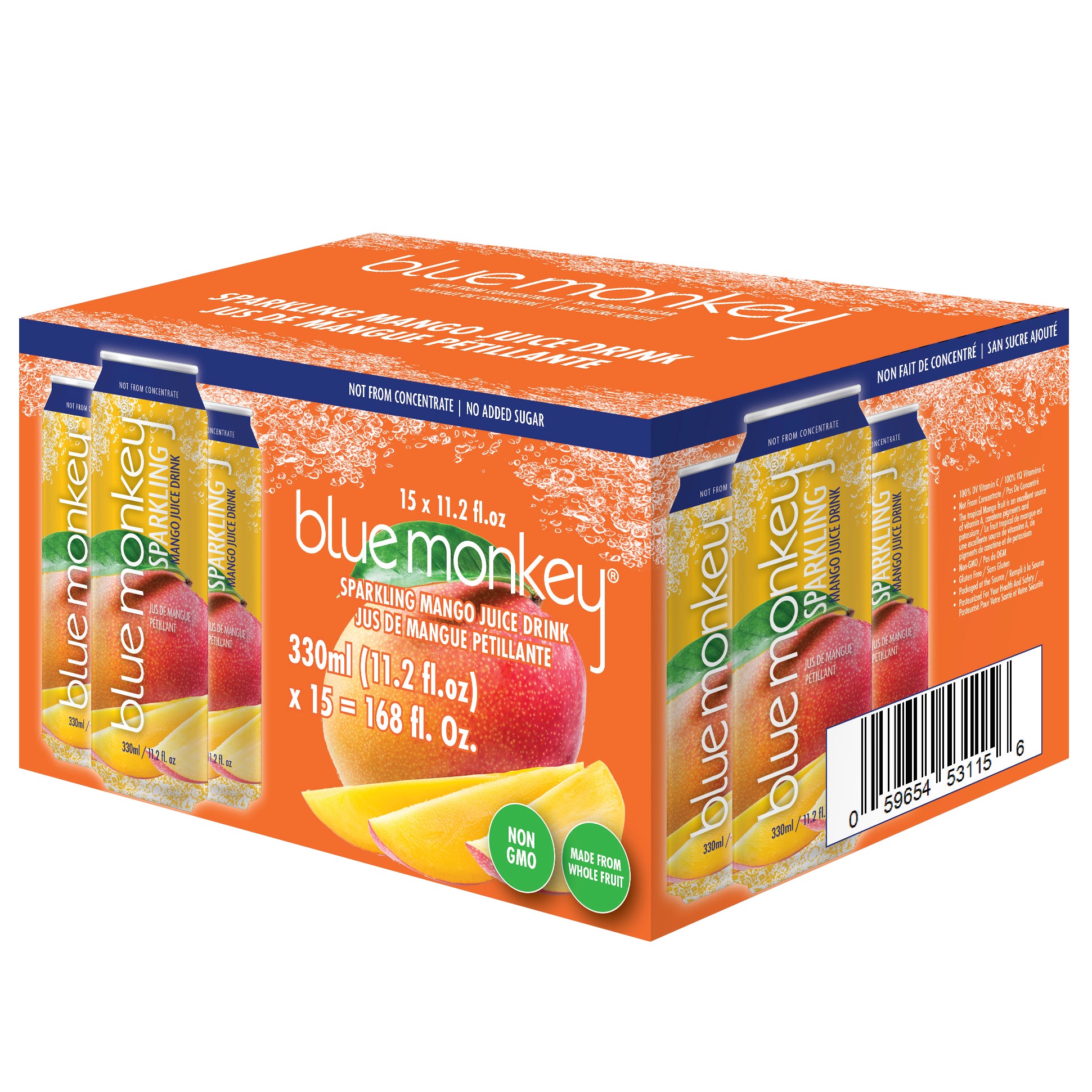 BLUE MONKEY JUICE SPARKLING MANGO 15/11.2 FL OZ