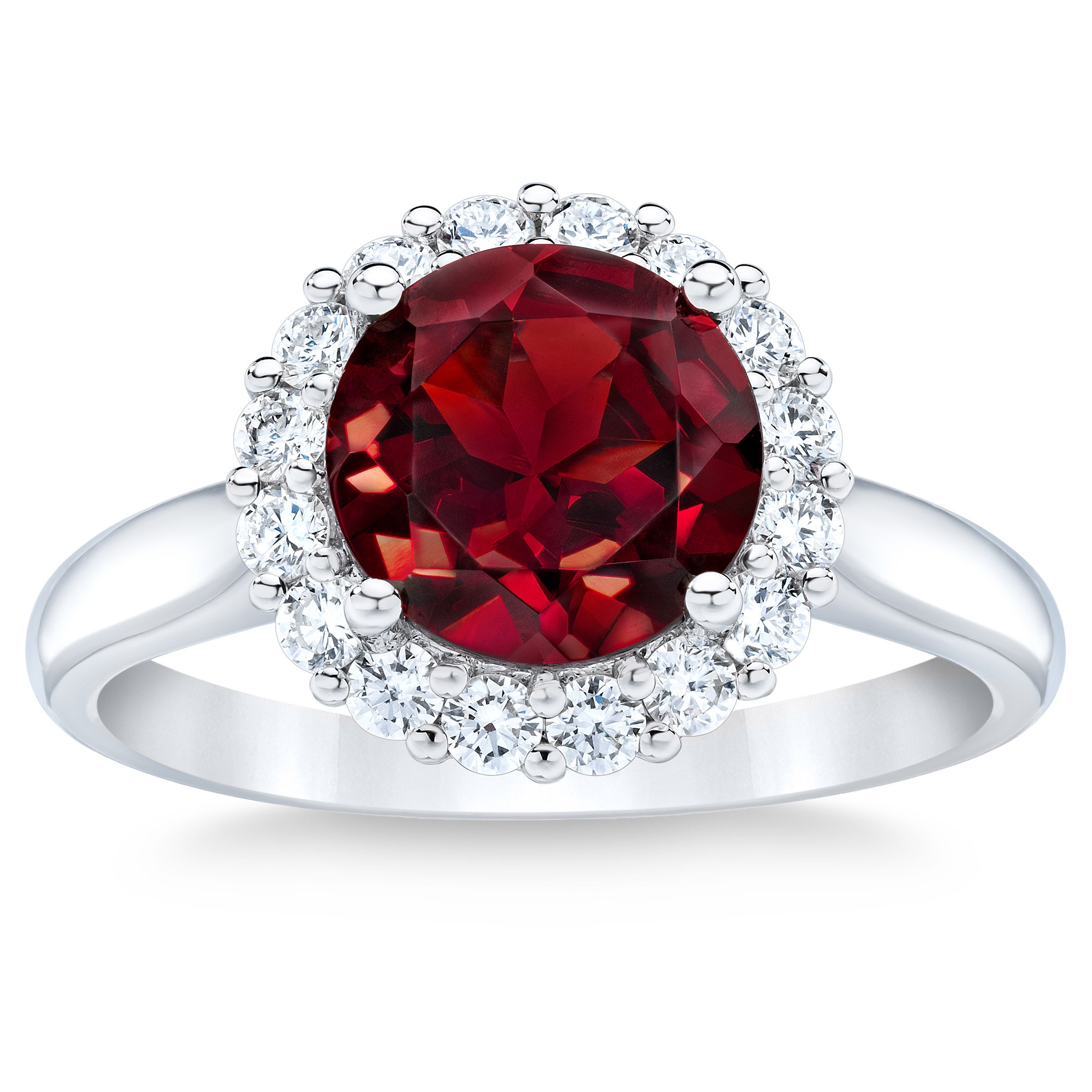 14KT WHITE GOLD VS2 I 0.53CTW DIAMOND & GARNET RING - Image 1