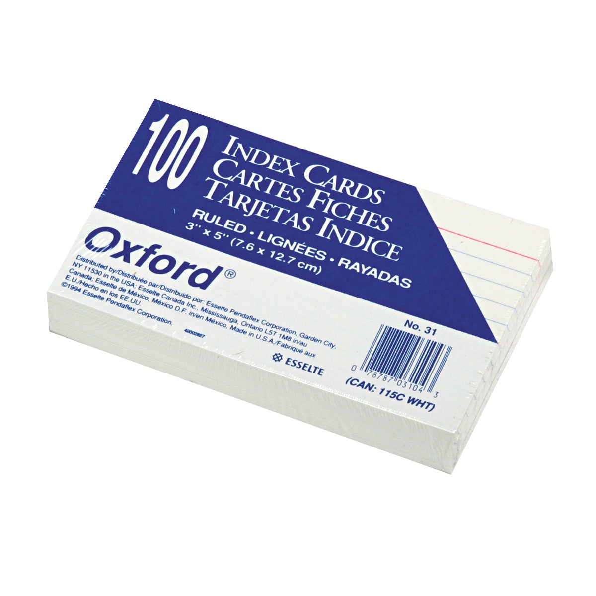 OXFORD CARD,INDEX,RULED,3X5,W OXF31 - Image 1