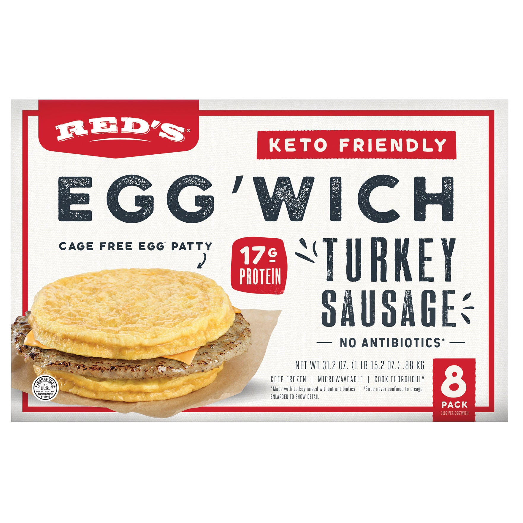 REDS ALL NATURAL TURKEY SAUSAGE EGGWICH 8/3.9 OZ