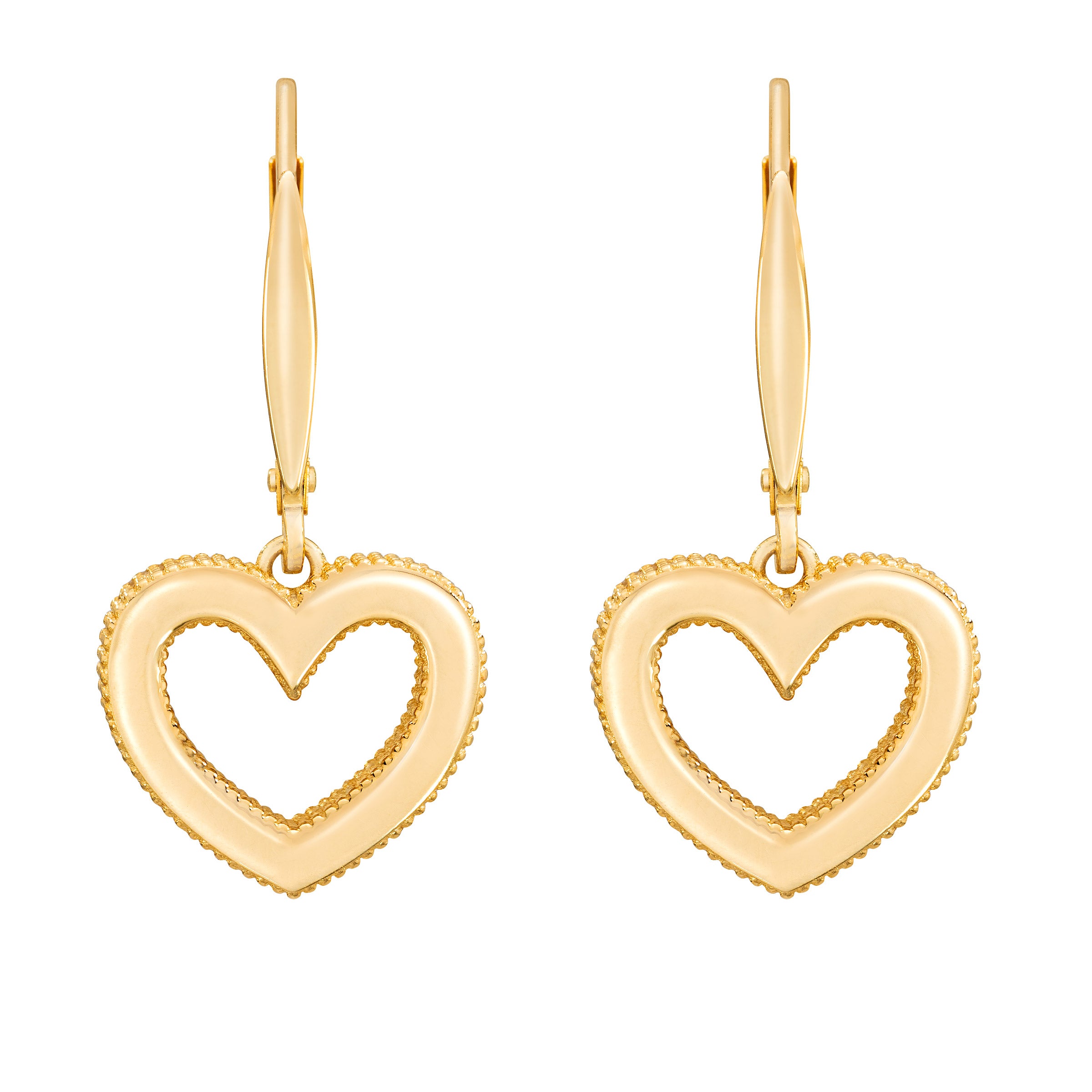 14KT YELLOW GOLD HEART EARRINGS MADE IN ITALY - Image 1