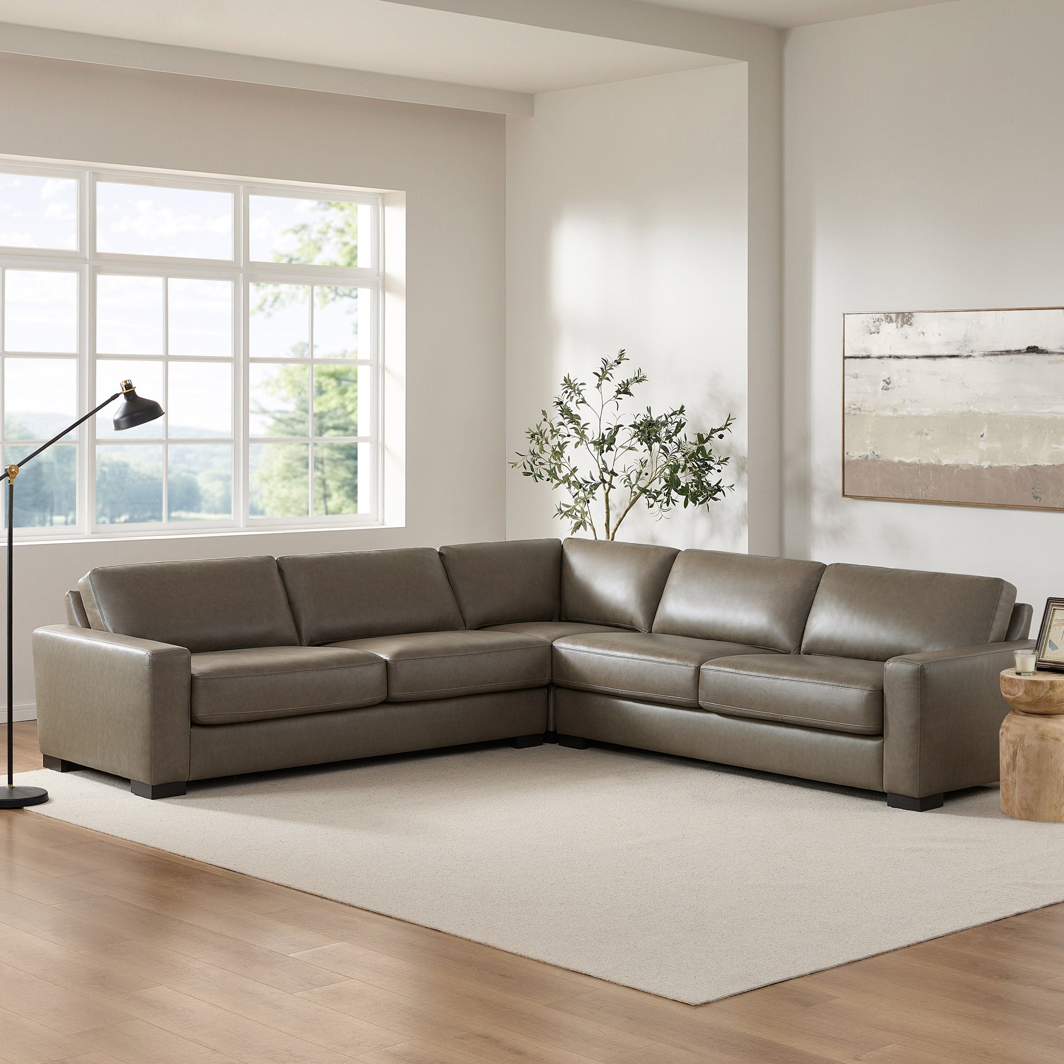 AIDEN & IVY TAYLER LEATHER SECTIONAL - Image 1
