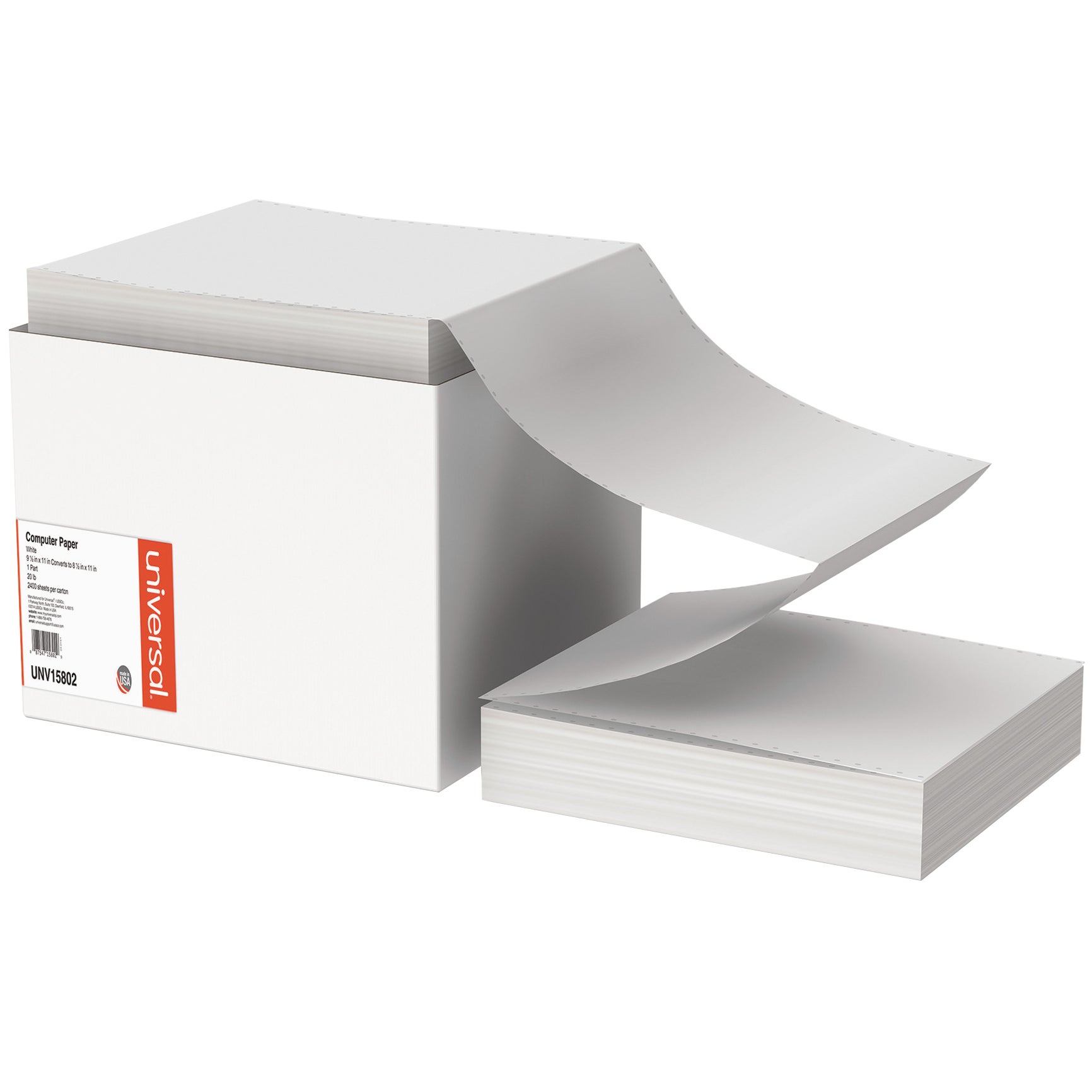 UNIVERSAL WHITE PRINTOUT PAPER 9.5X11 UNV15802 20# 2400SHT - Image 1