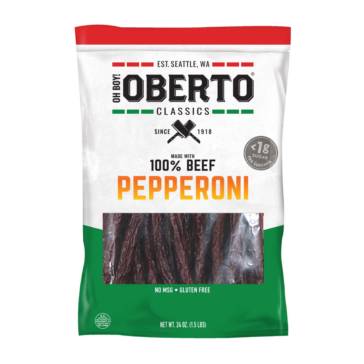 OBERTO BEEF PEPPERONI STICKS 24 OZ - Image 1