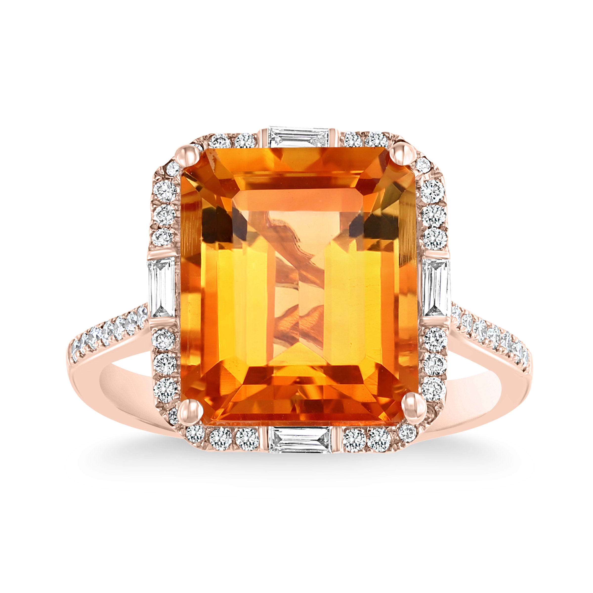 14KT ROSE GOLD VS2 I 0.25CTW DIAMOND & MADEIRA CITRINE RING - Image 1