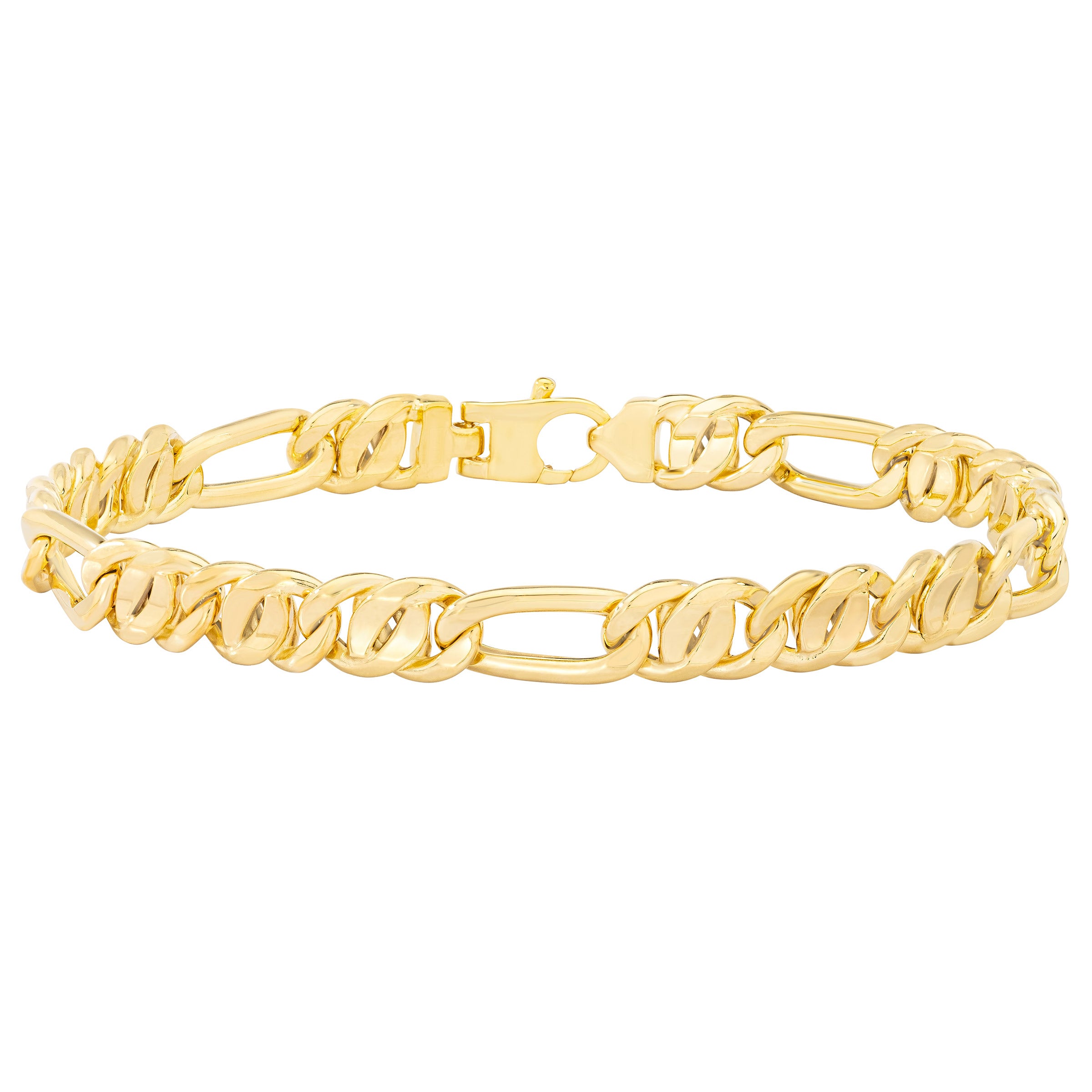 14KT YELLOW GOLD FIGARO LINK BRACELET MADE IN ITALY - Image 1
