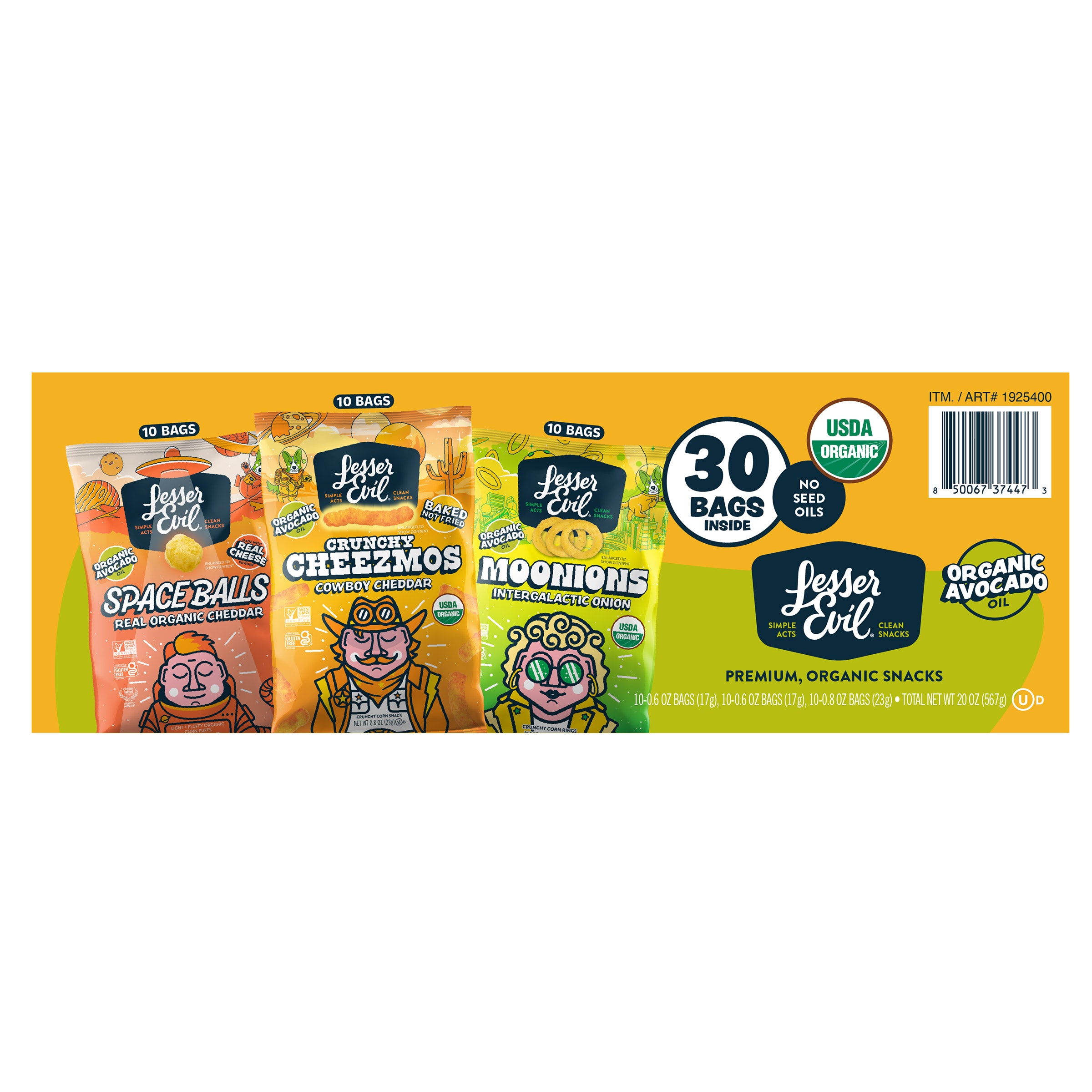 LESSER EVIL AVOCADO OIL SNACK BOX 30 CT