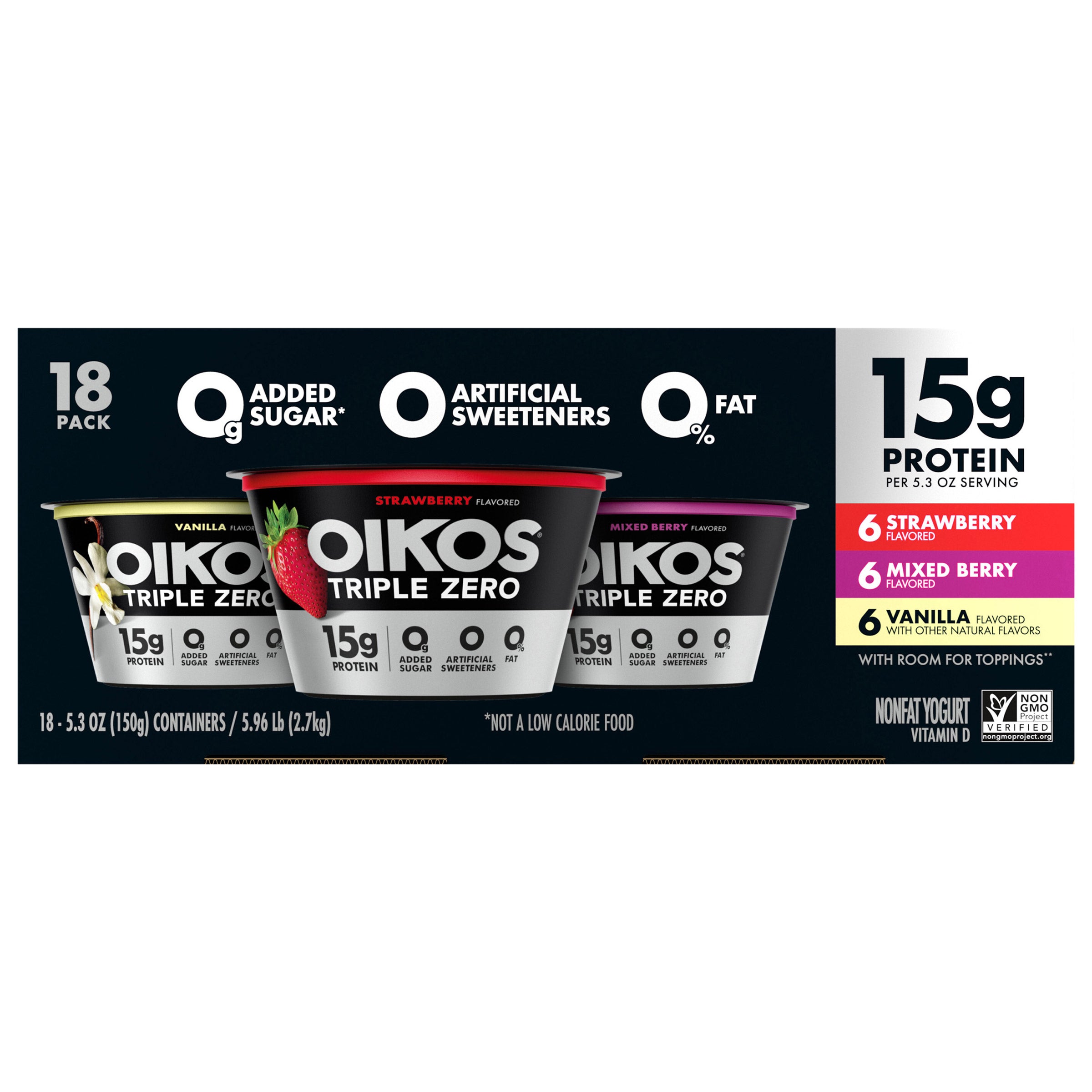 DANNON OIKOS TRIPLE ZERO YOGURT 18/5.3 OZ - Image 1