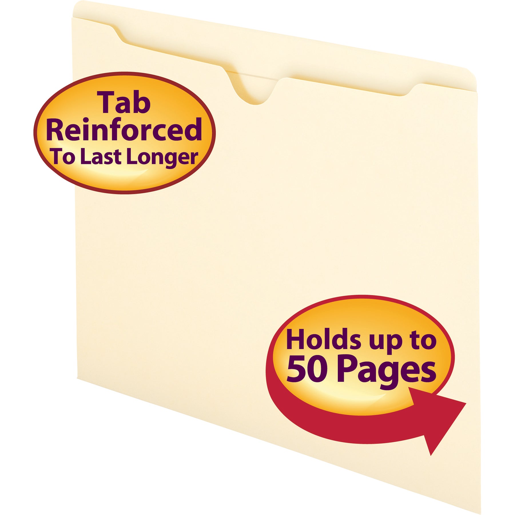 SMEAD #75500 DOUBLE PLI FILE JACKET LETTER, FLAT, 100 CT - Image 1
