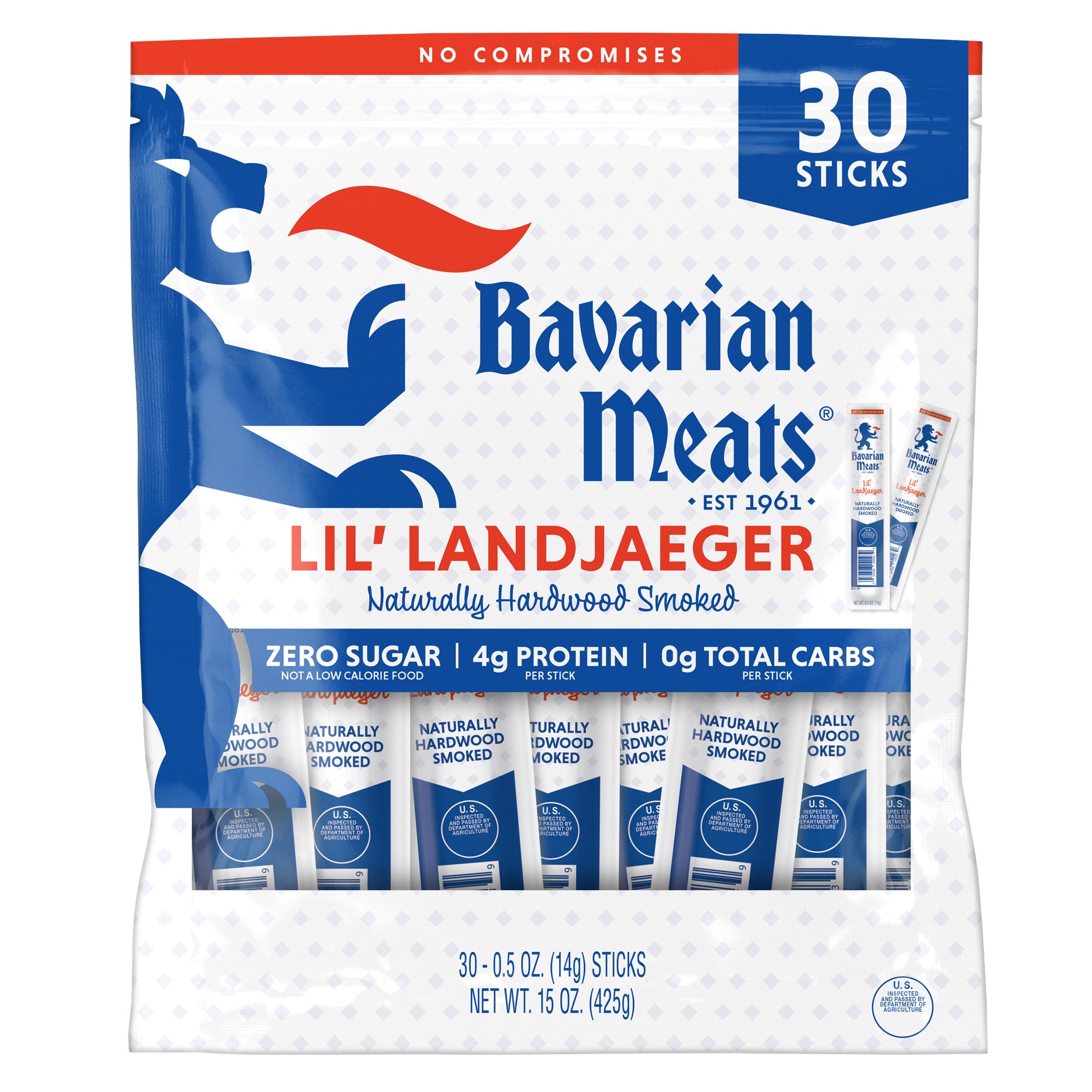 BAVARIAN MEATS LIL LANDJAEGER STICKS 30 COUNT 0.5 OUNCES EA - Image 1