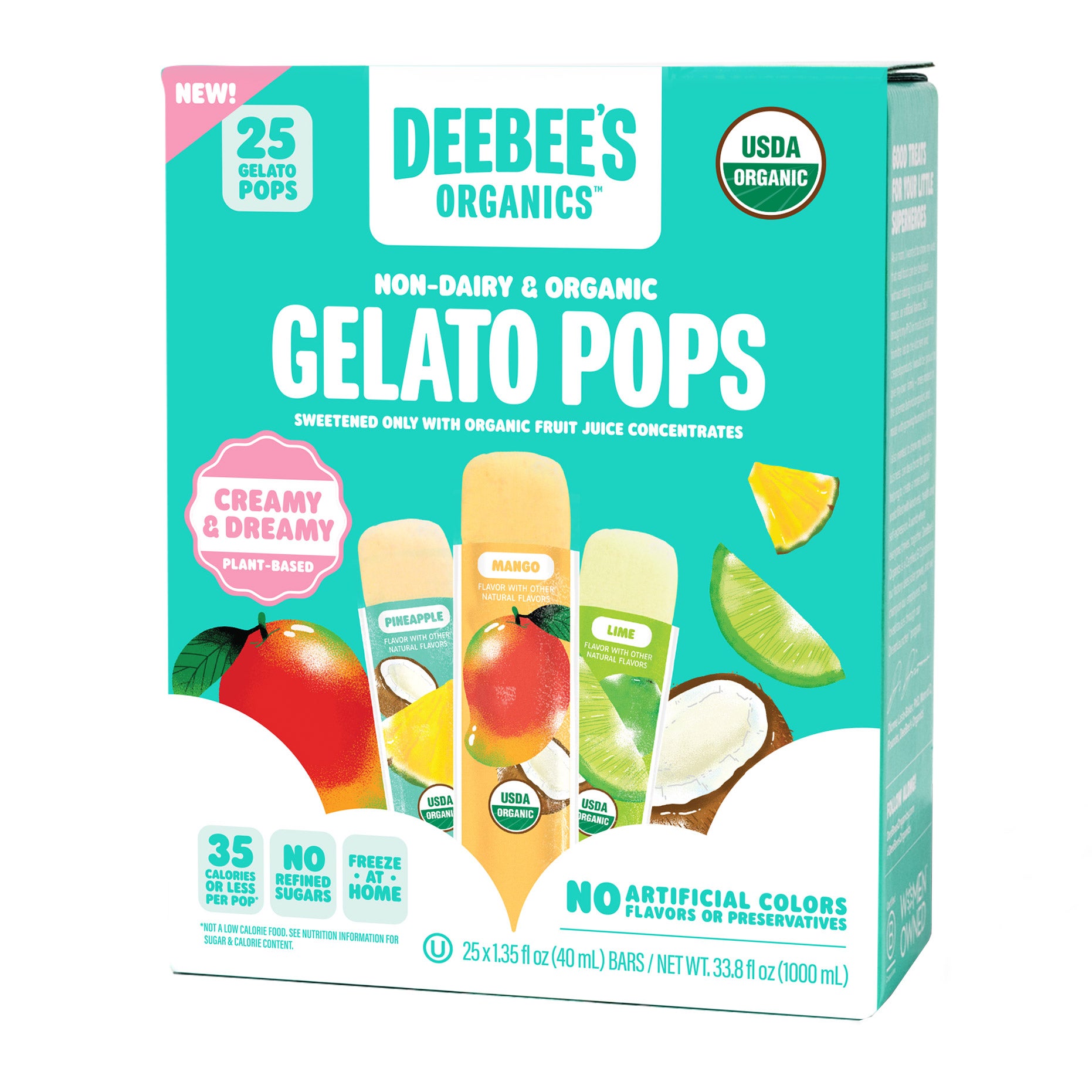 DEEBEE'S ORGANICS NON-DAIRY GELATO POPS 25/1.35 OZ