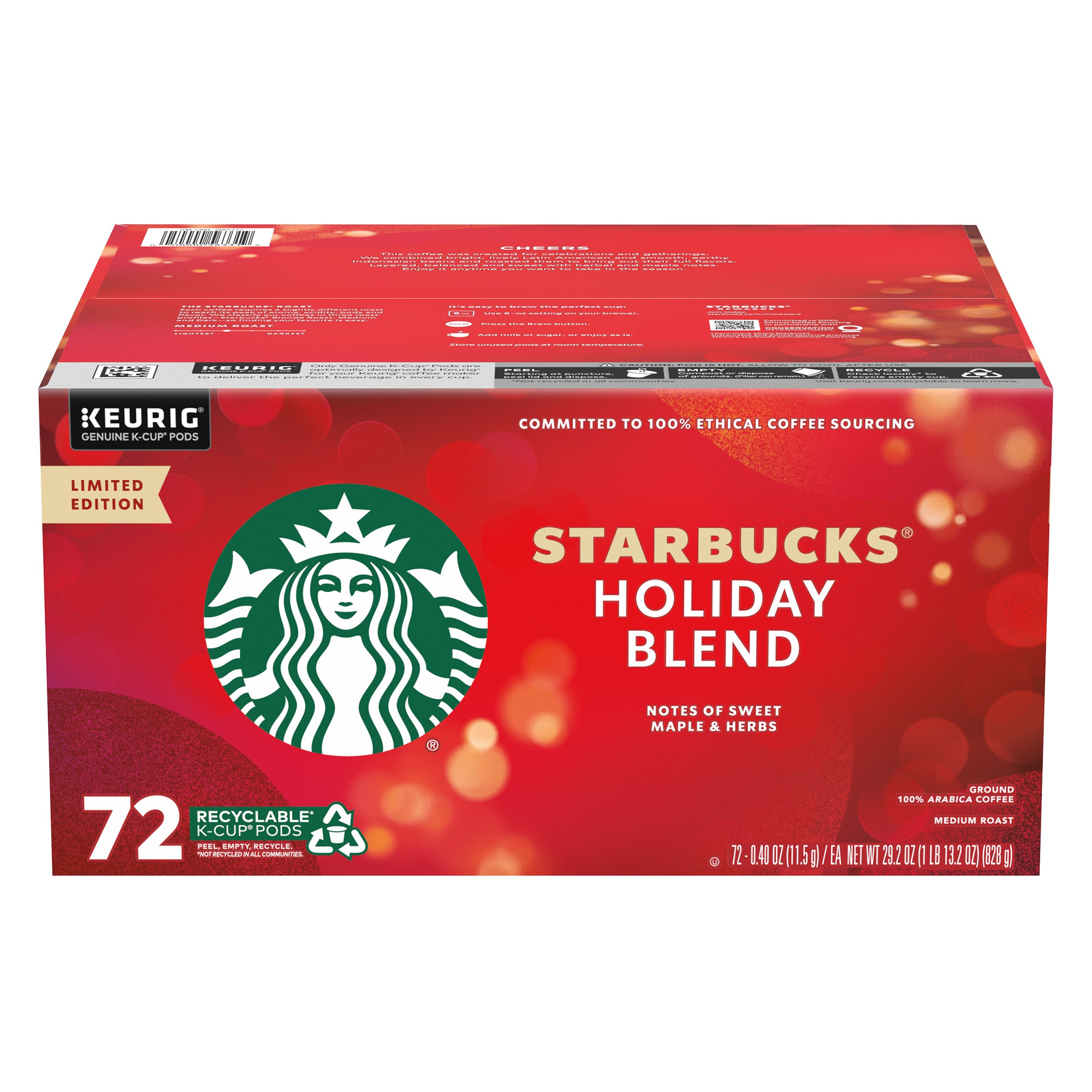 STARBUCKS HOLIDAY MEDIUM ROAST 72 CT K-CUP PODS - Image 1