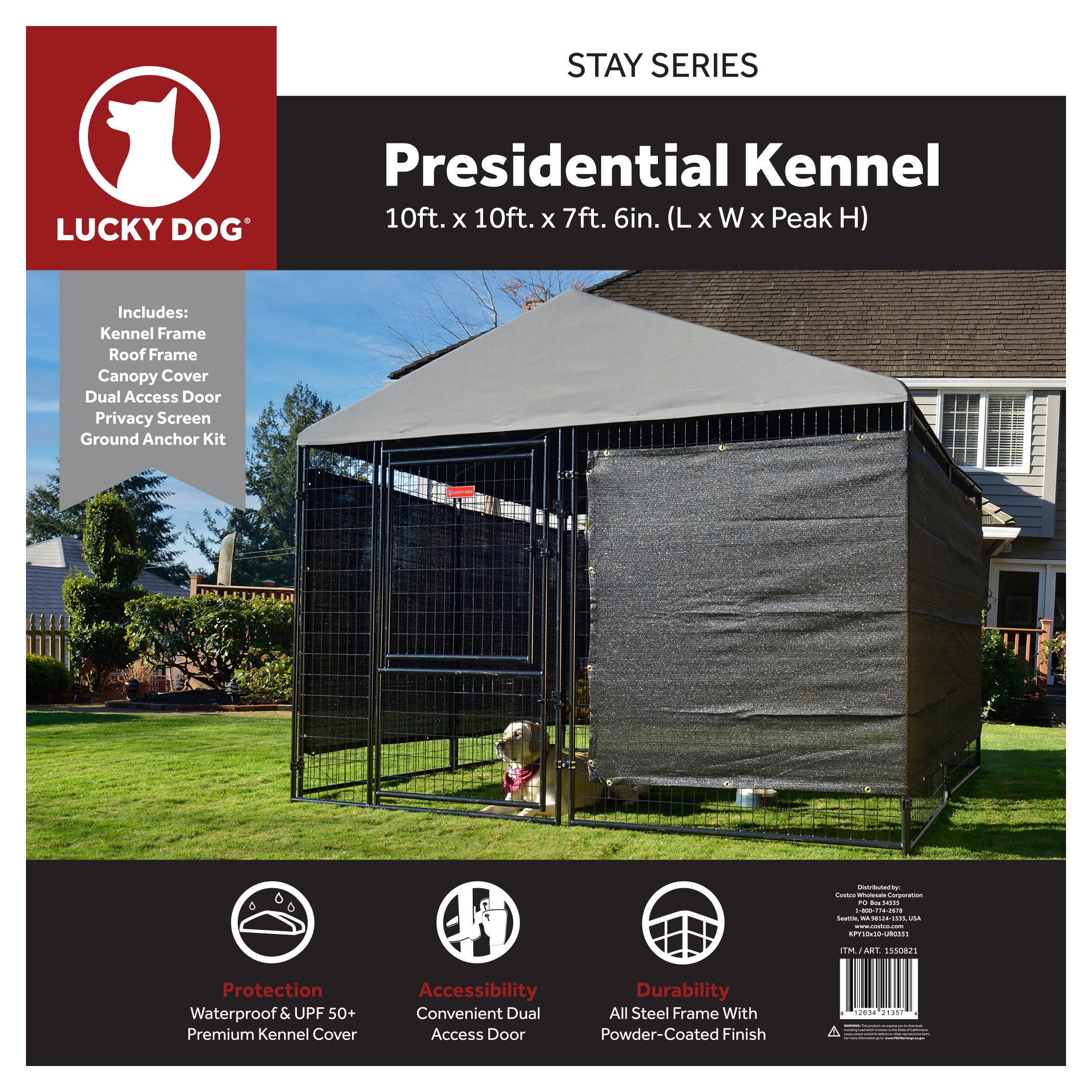 LUCKY DOG WELDED WIRE DOG KENNEL 7.5'X10'X10'