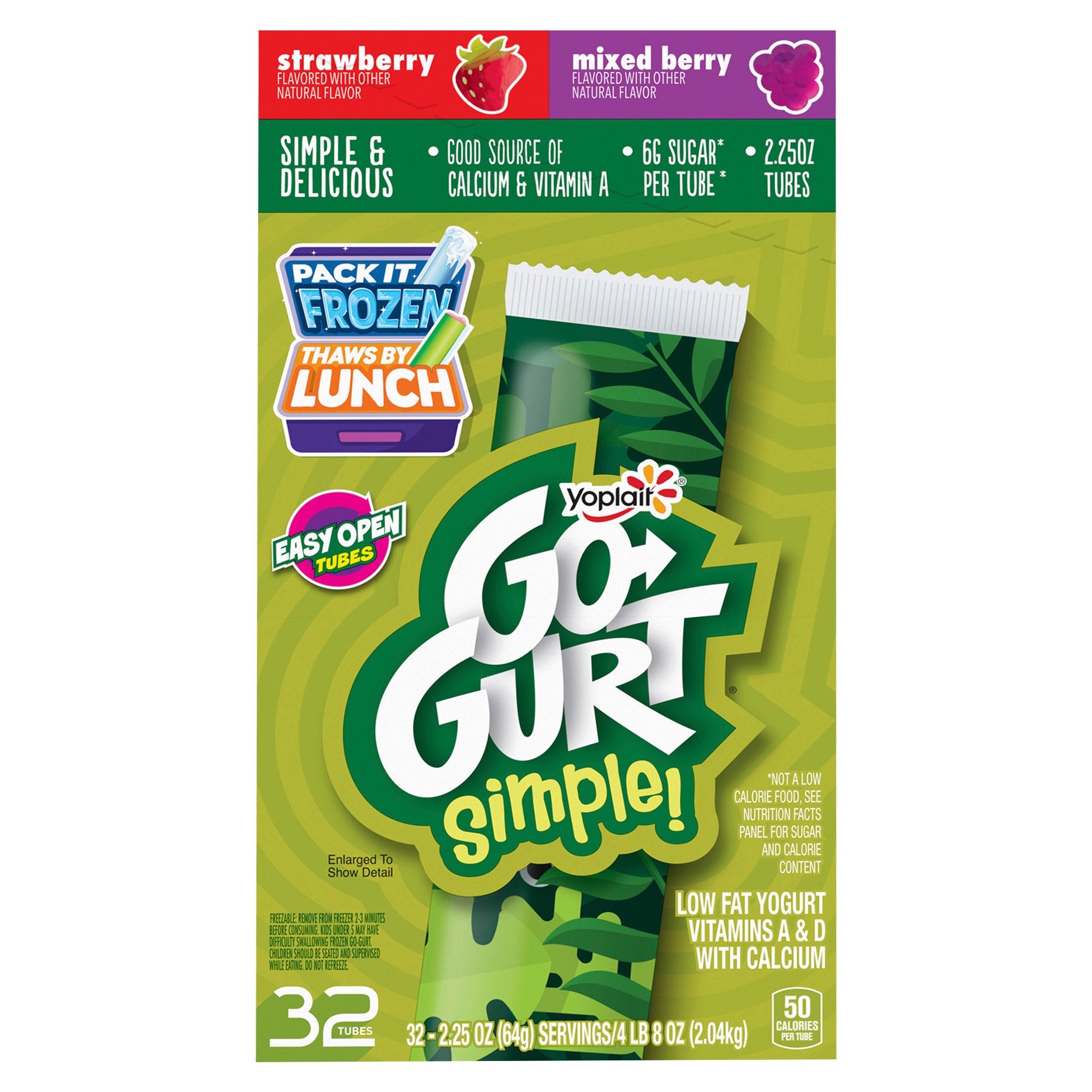 YOPLAIT GO-GURT SIMPLE LOW FAT VARIETY PACK 32/2.25 OZ (4.5 LBS)