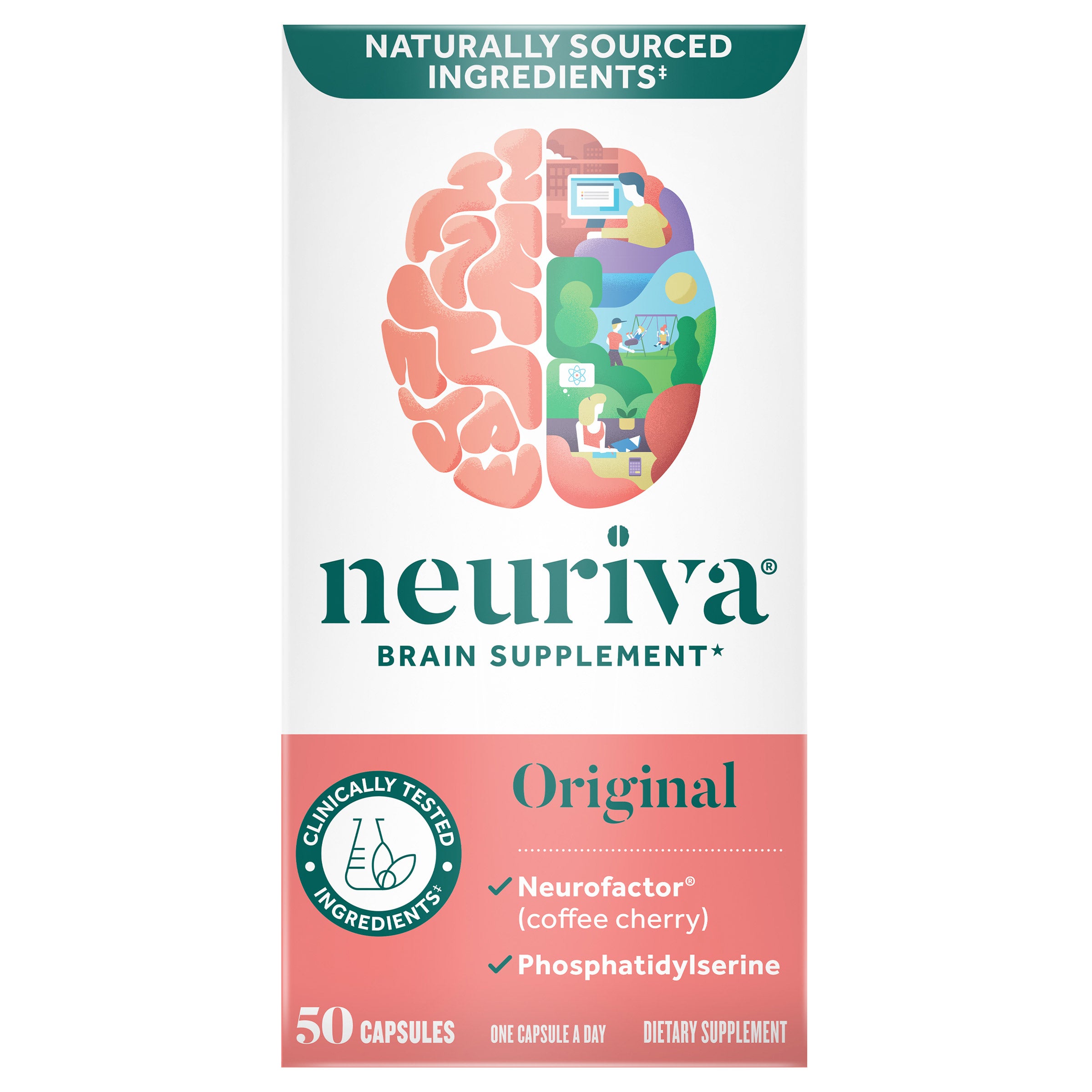 NEURIVA ORIGINAL BRAIN SUPPLEMENT 50 CT CAPSULES - Image 1