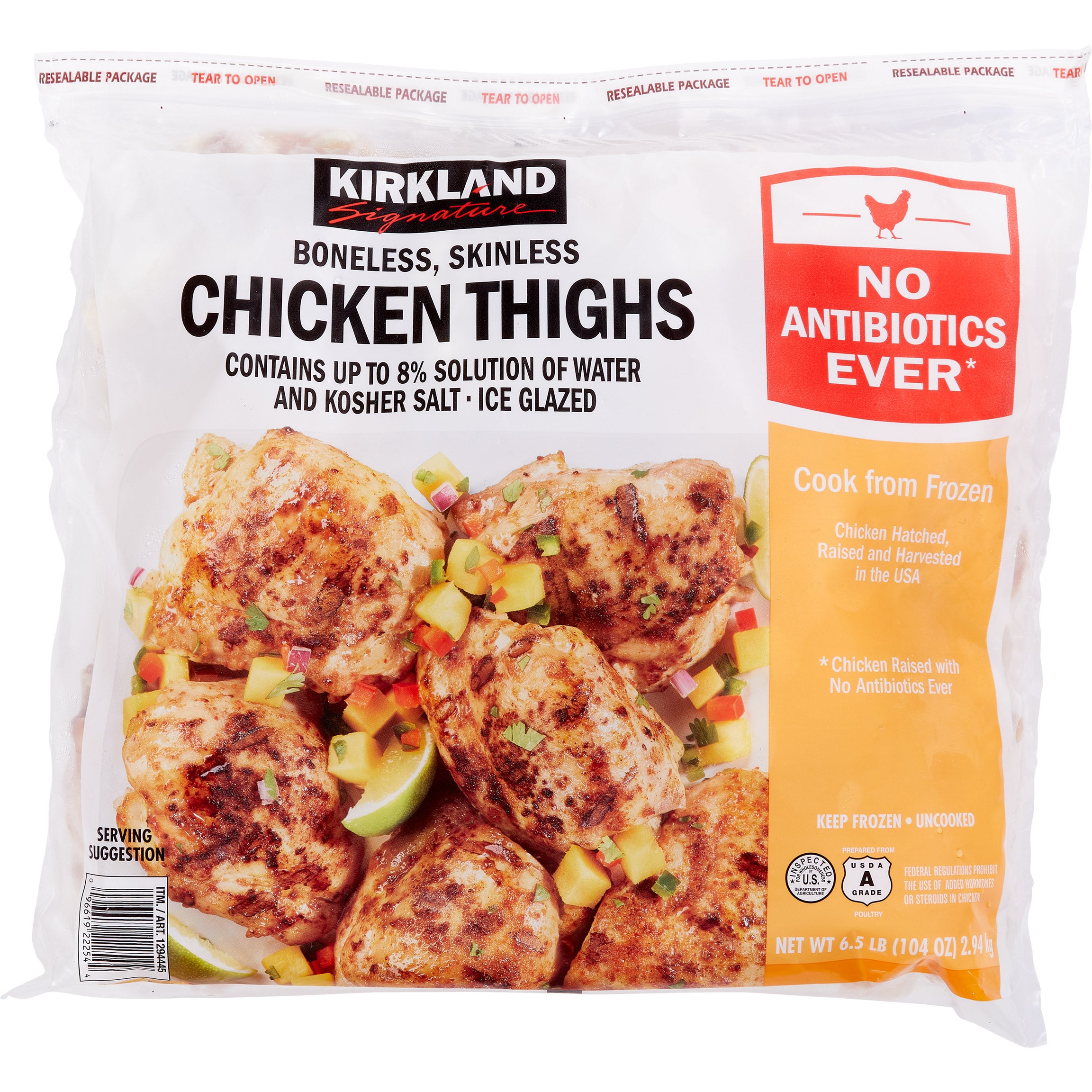 KIRKLAND SIGNATURE CHICKEN THIGHS 6.5 POUND BAG
