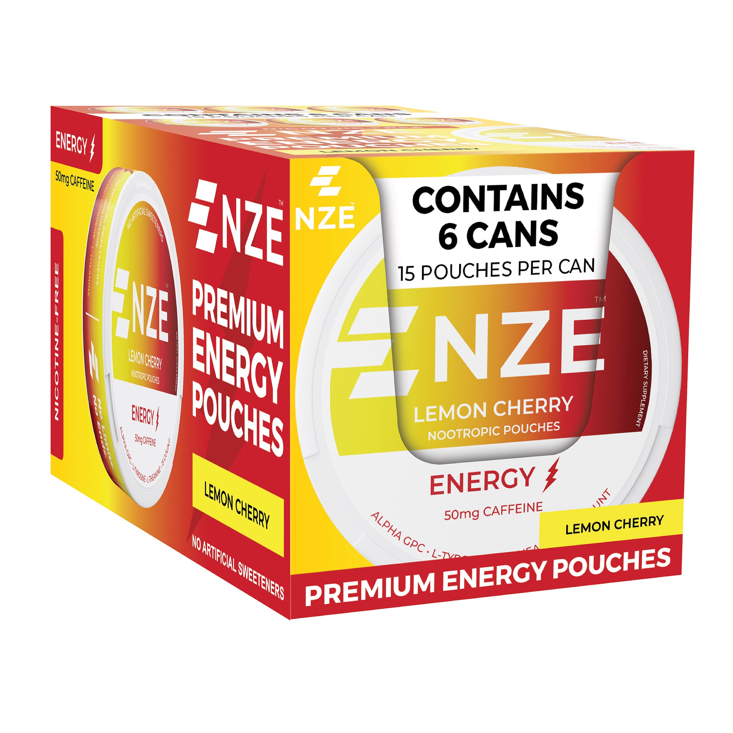 NZE LEMON CHERRY ENERGY PO 6-PACK / 15 POUCHES - Image 1