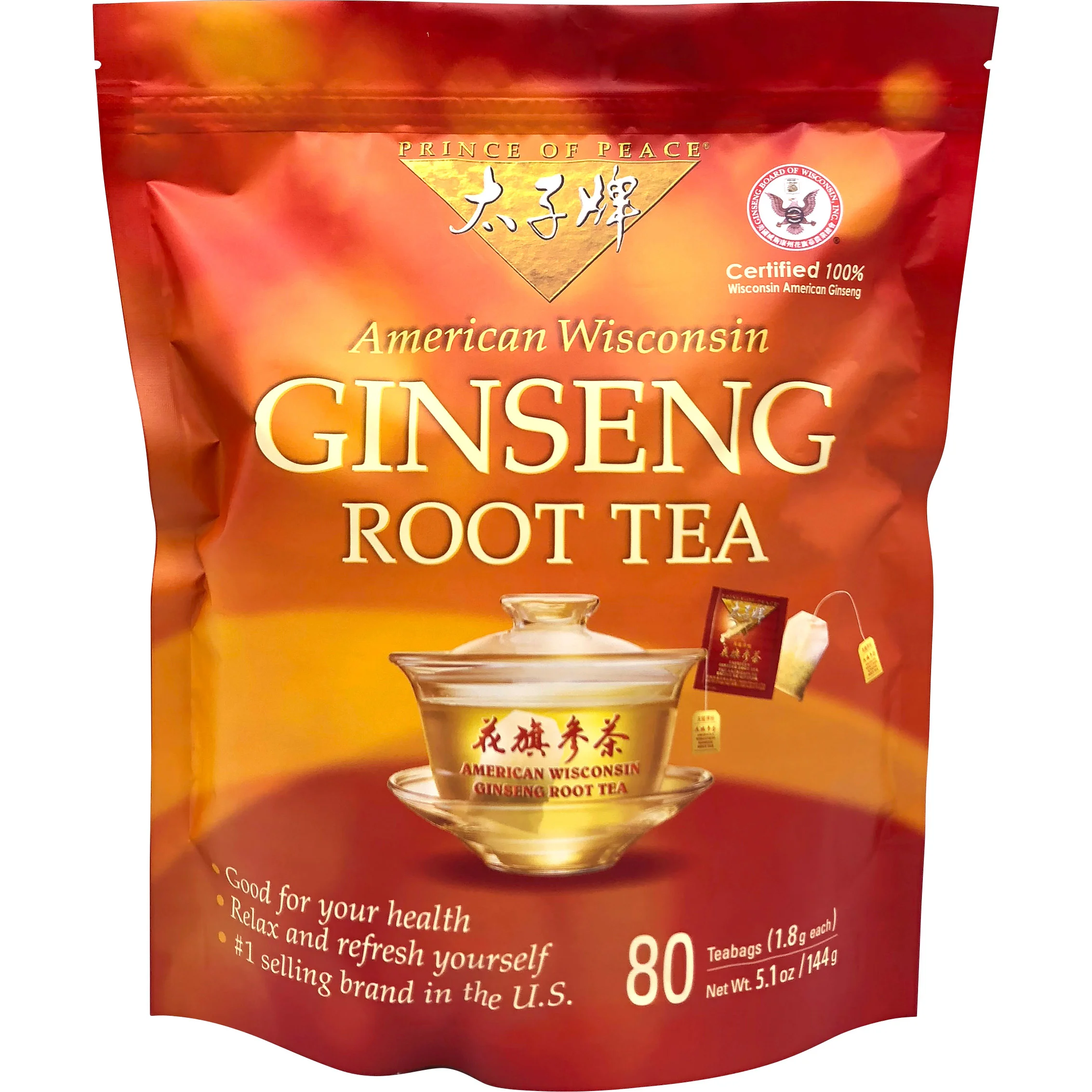 PRINCE OF PEACE GINSENG ROOT TEA 80 CT - Image 1