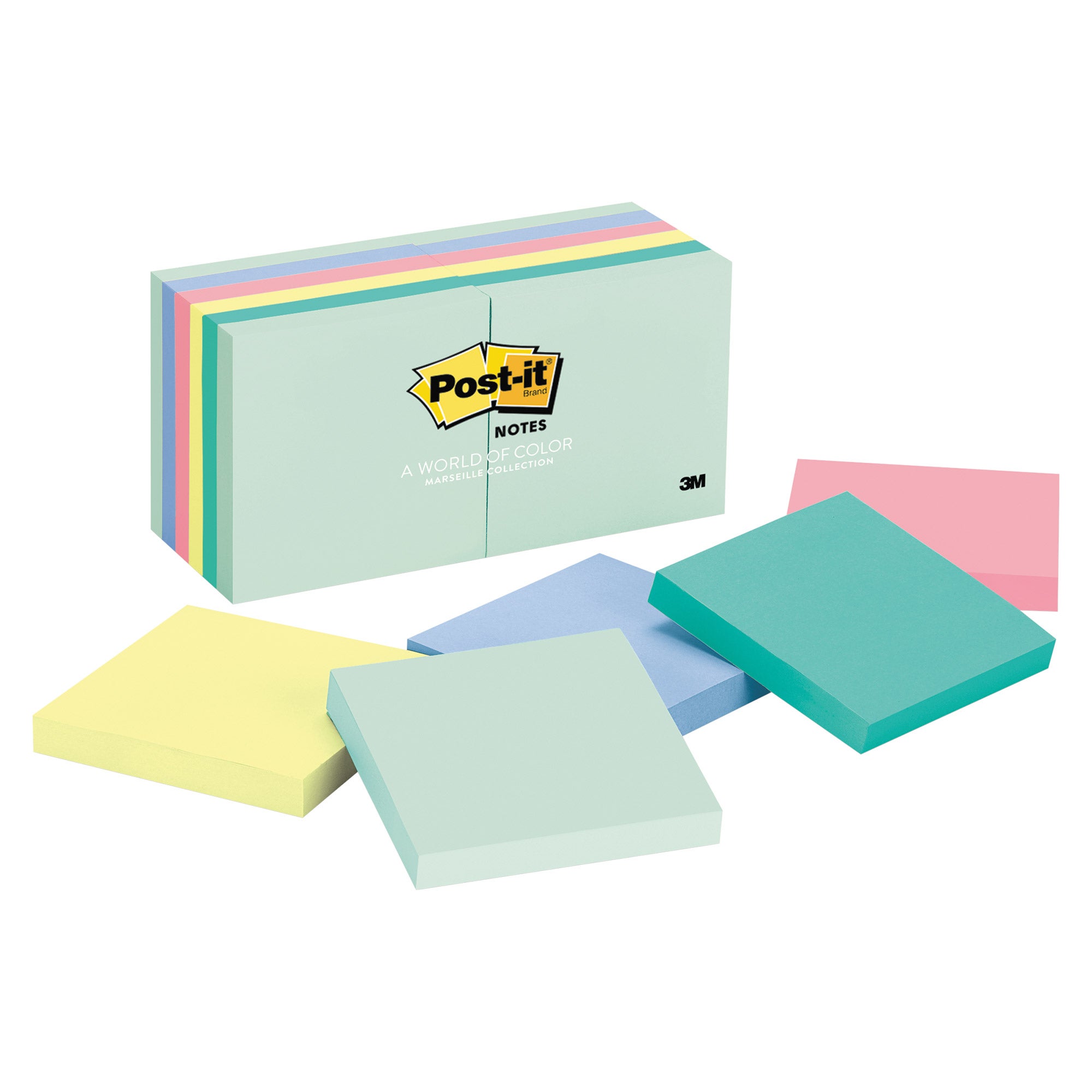POST-IT 100SHEET SELF STICK NOTES MMM654AST PASTER 12CT - Image 1
