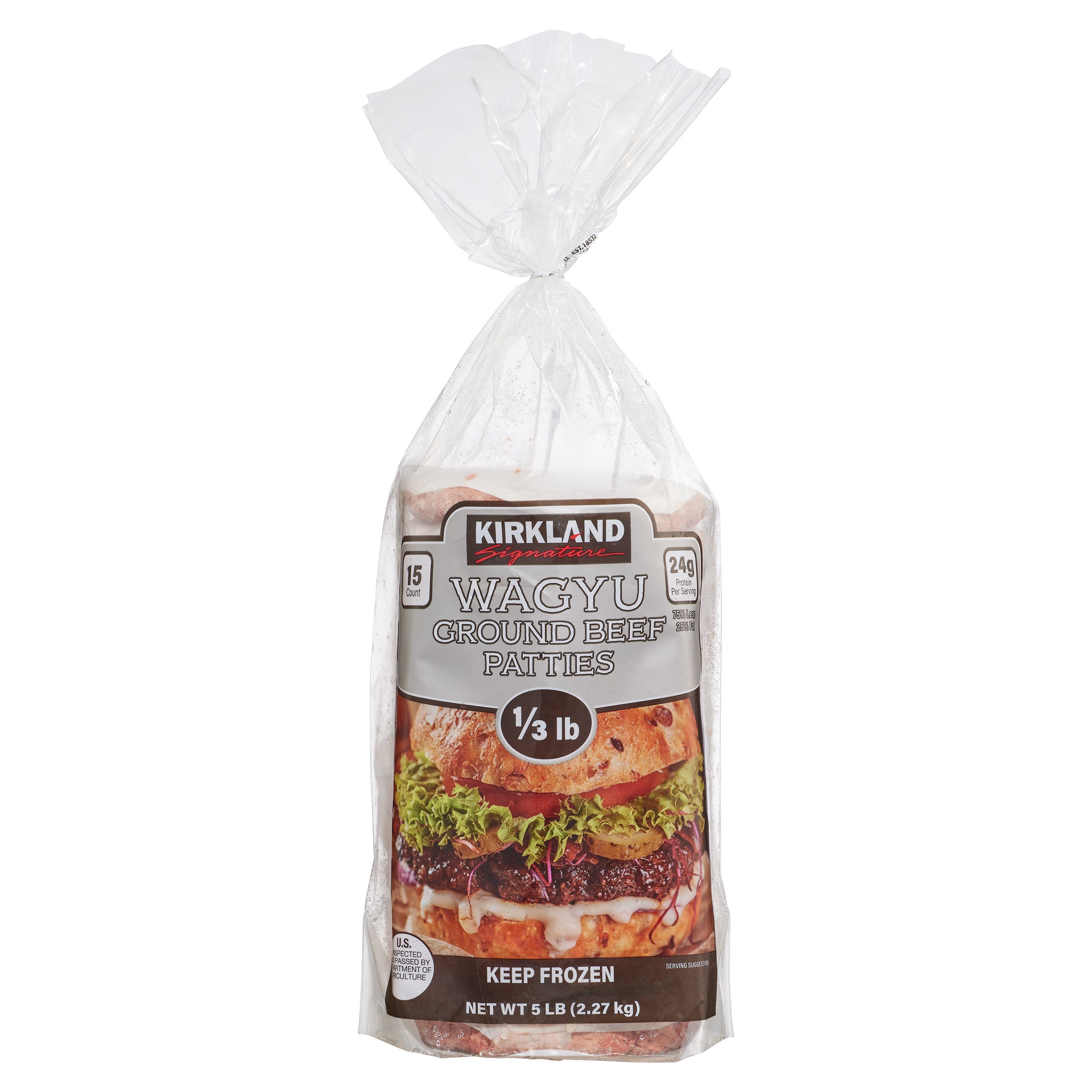 KIRKLAND SIGNATURE 1/3 LB WAGYU PATTIES 15 CT - Image 1