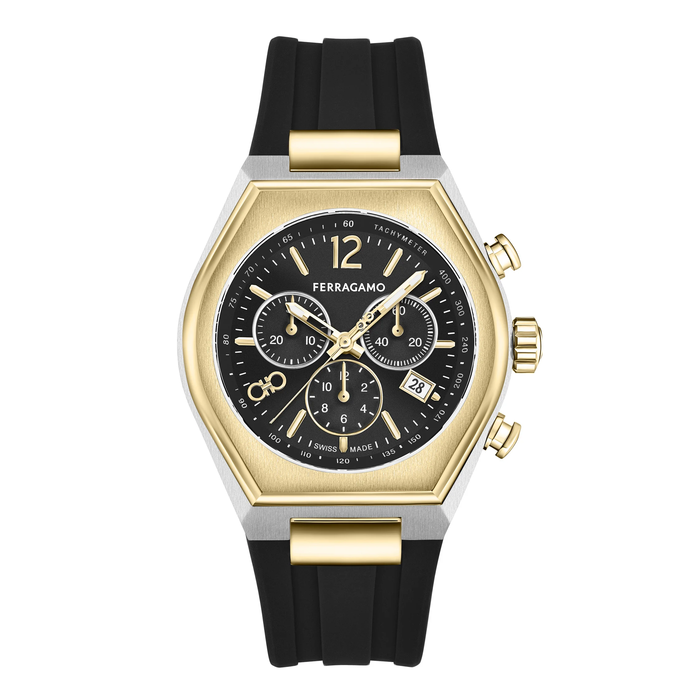 FERRAGAMO TONNEAU CHRONO SUNRAY SILICONE MENS WATCH