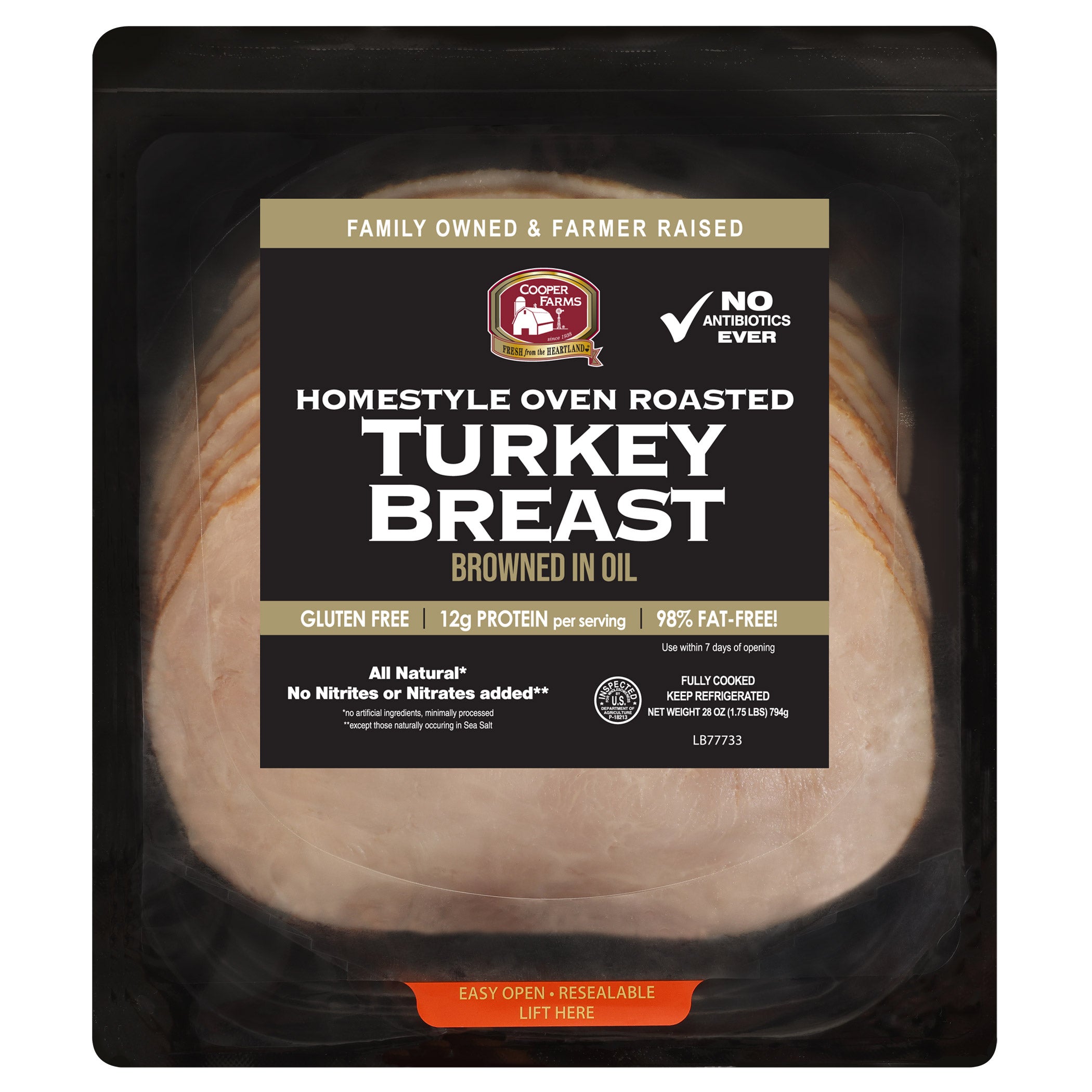 COOPER FARMS OVEN ROASTED TURKEY 28OZ (1.75 LBS) - Image 1
