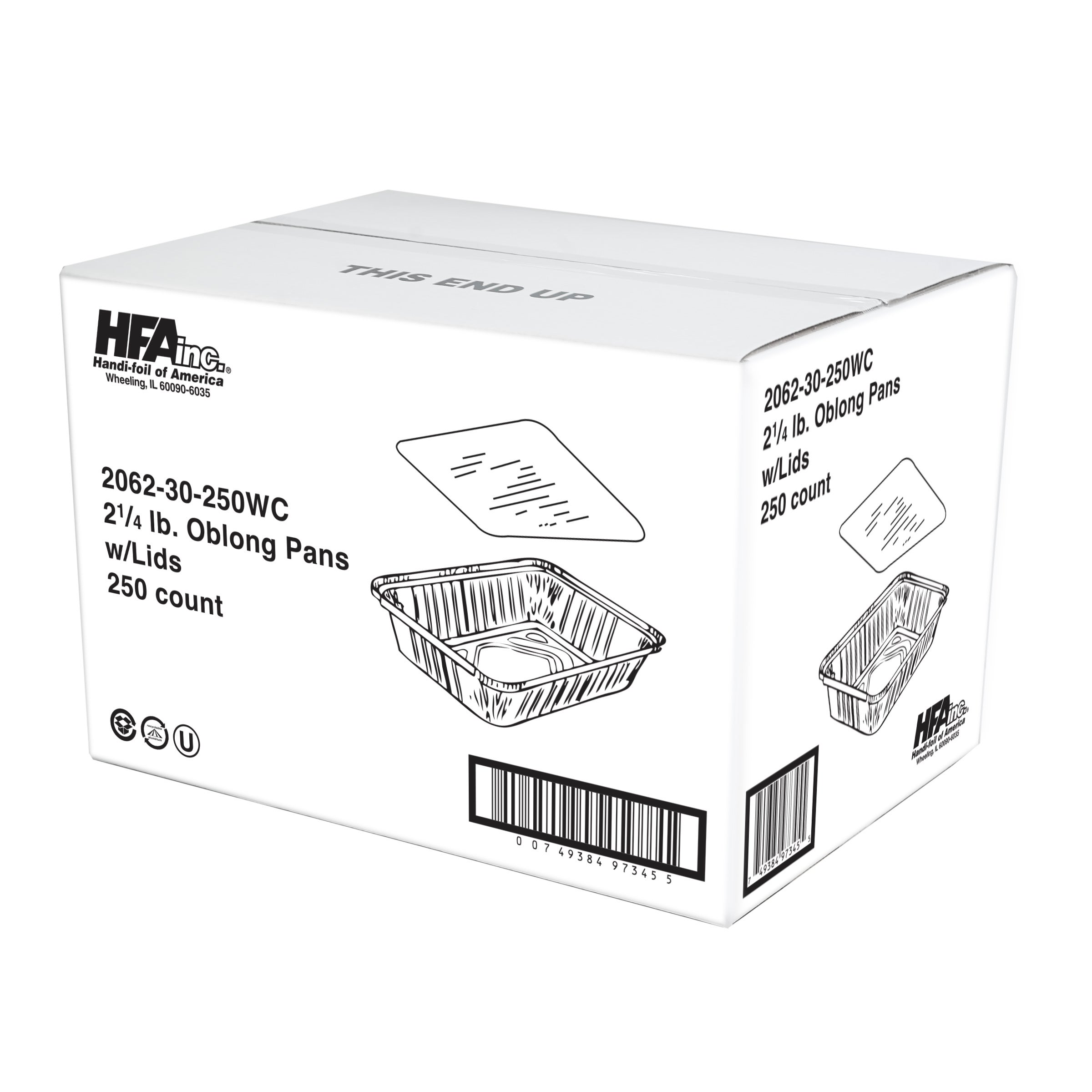HANDI-FOIL OF AMERICA 2 1/4LB OBLONG W/LID 250 COUNT
