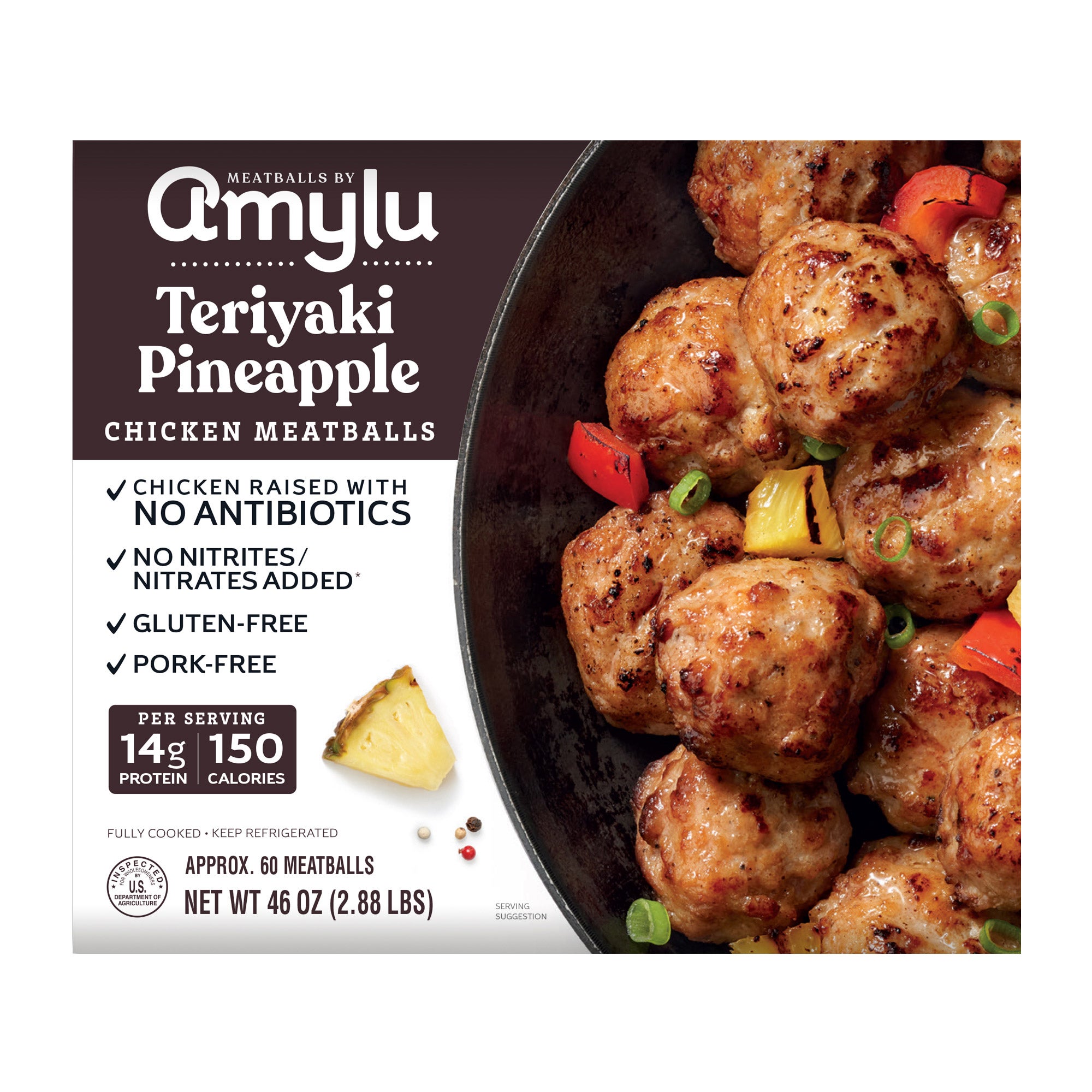 AMYLU MEATBALLS TERIYAKI PINEAPPLE 46 OUNCE PACKAGE