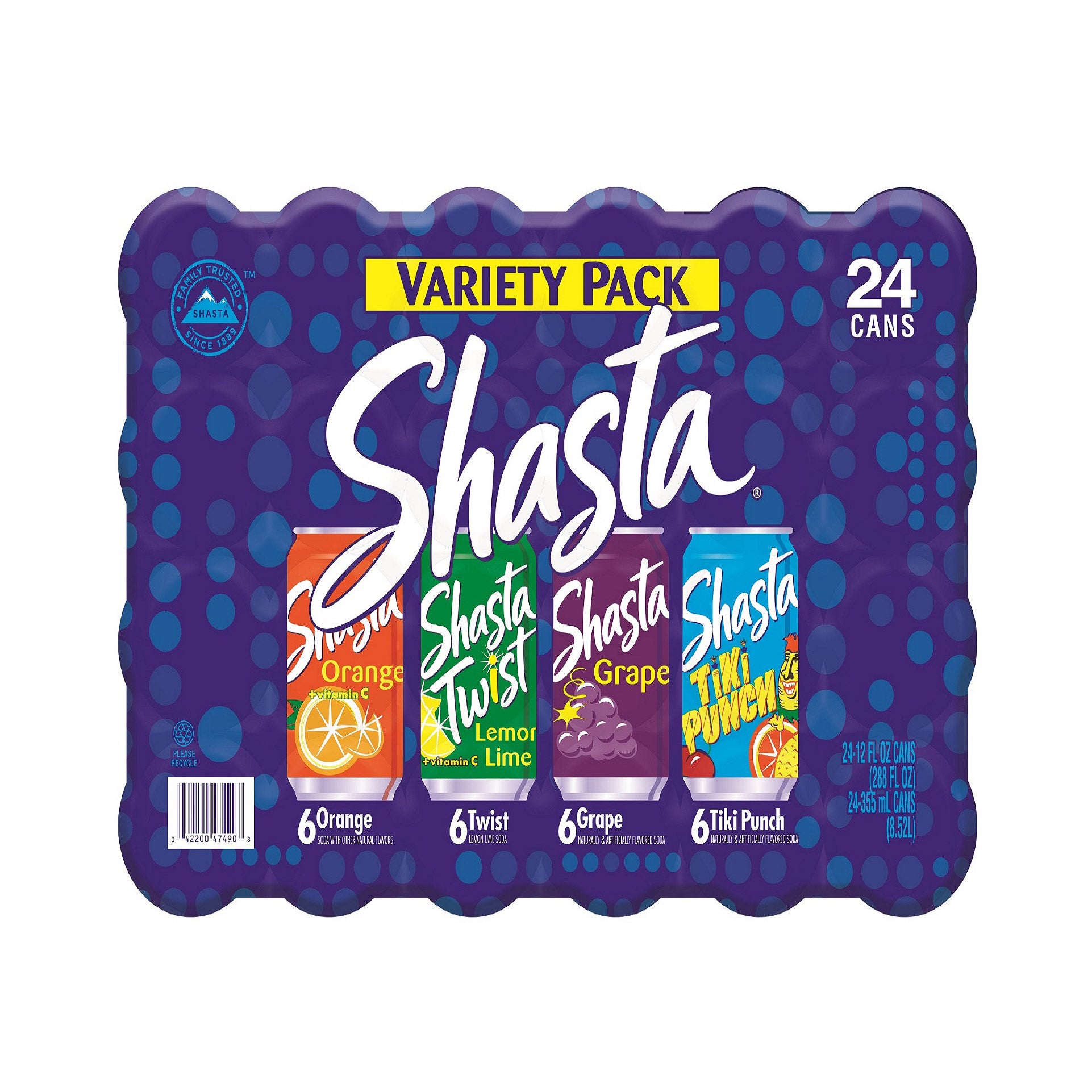 SHASTA VARIETY 24 PACK 12 OUNCES EACH
