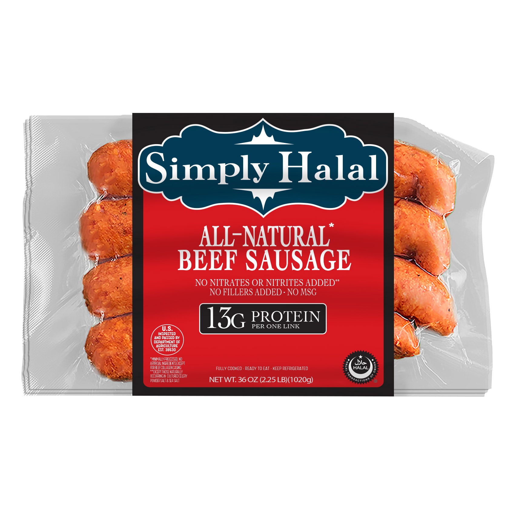 GREENRIDGE HALAL BEEF SAUSAGE 3 - 12 OZ (2.25 LBS)