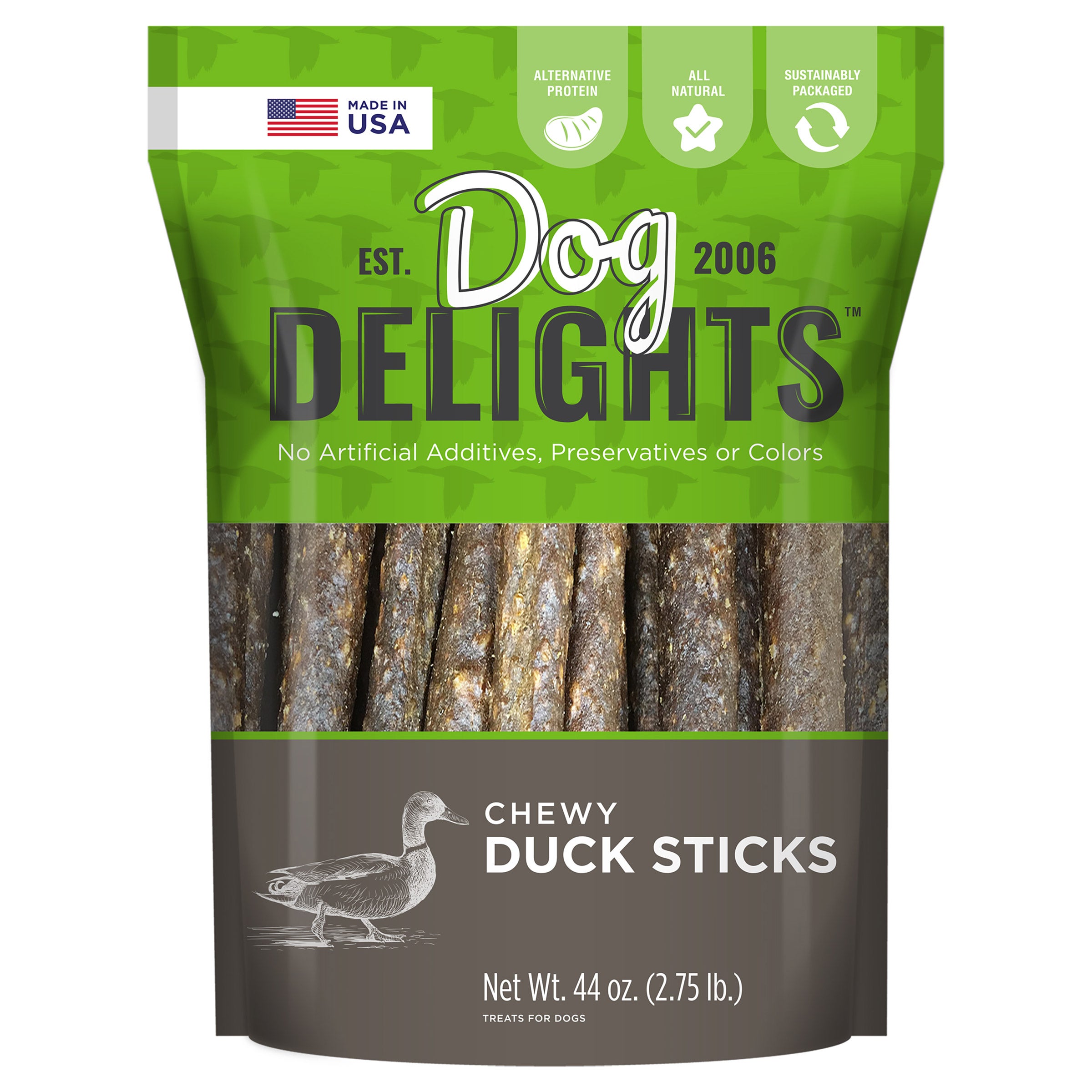 DOG DELIGHTS CHEWY DUCK STICKS 44 OUNCES