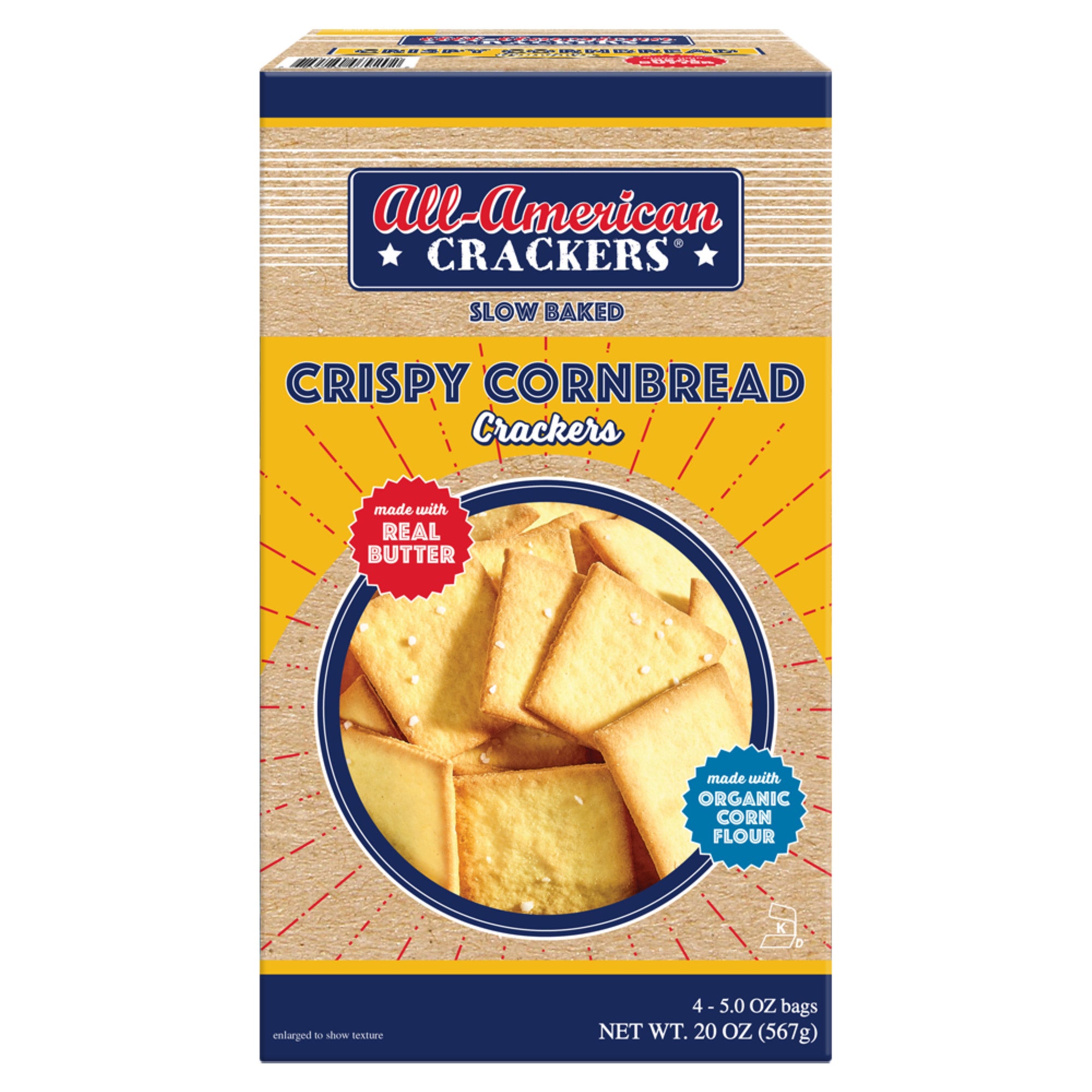 ALL AMERICAN CORNBREAD CRACKERS 4 PACK 5 OUNCES EACH
